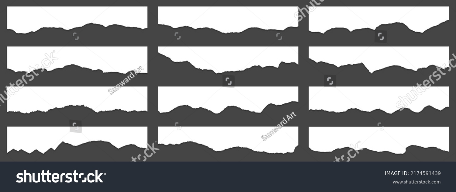 Ragged Paper Edge Borders Vector Collection Stock Vector (Royalty Free