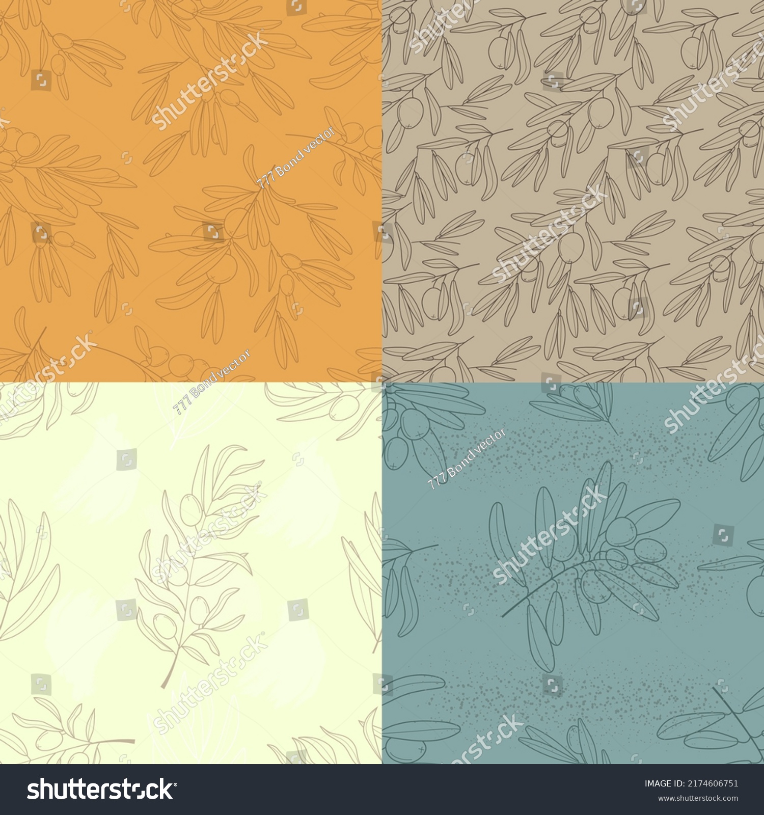 Olive Branch Wallpaper Patterns Vector Set Stock Vector (Royalty Free