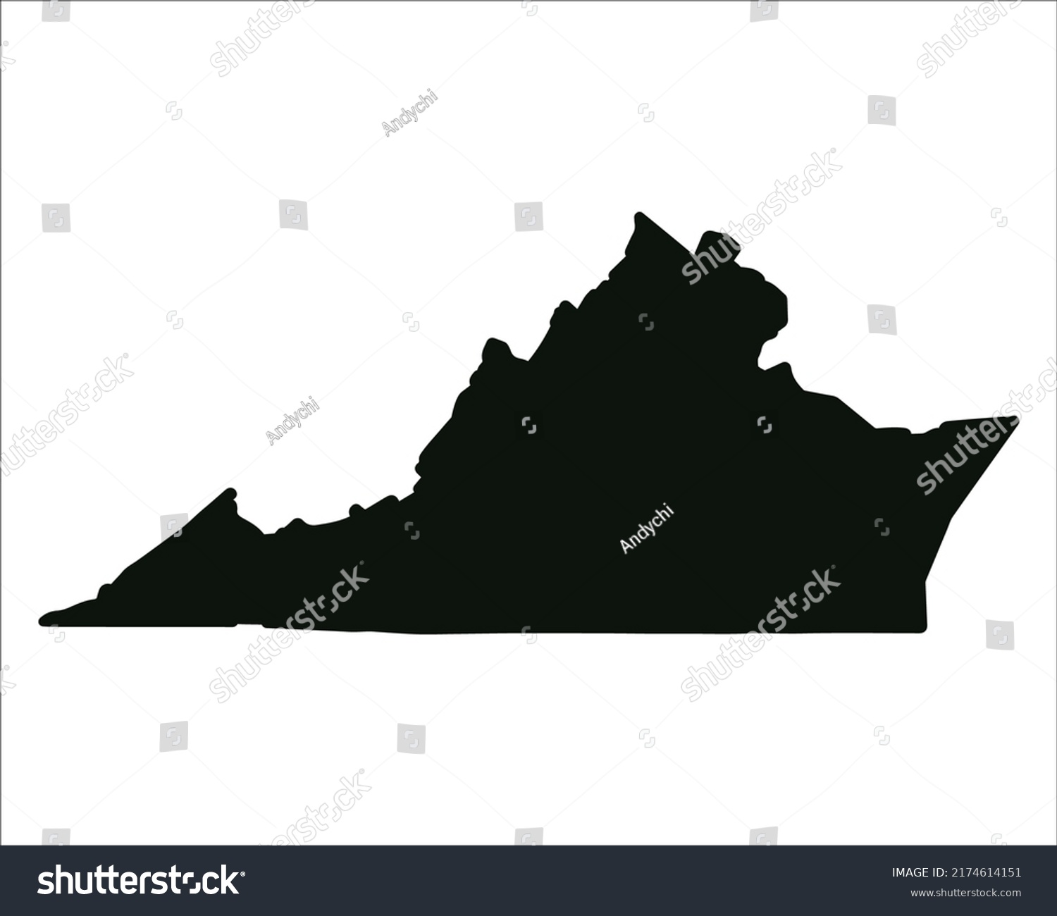 Virginia State Map Us State Map Stock Vector (Royalty Free) 2174614151 ...