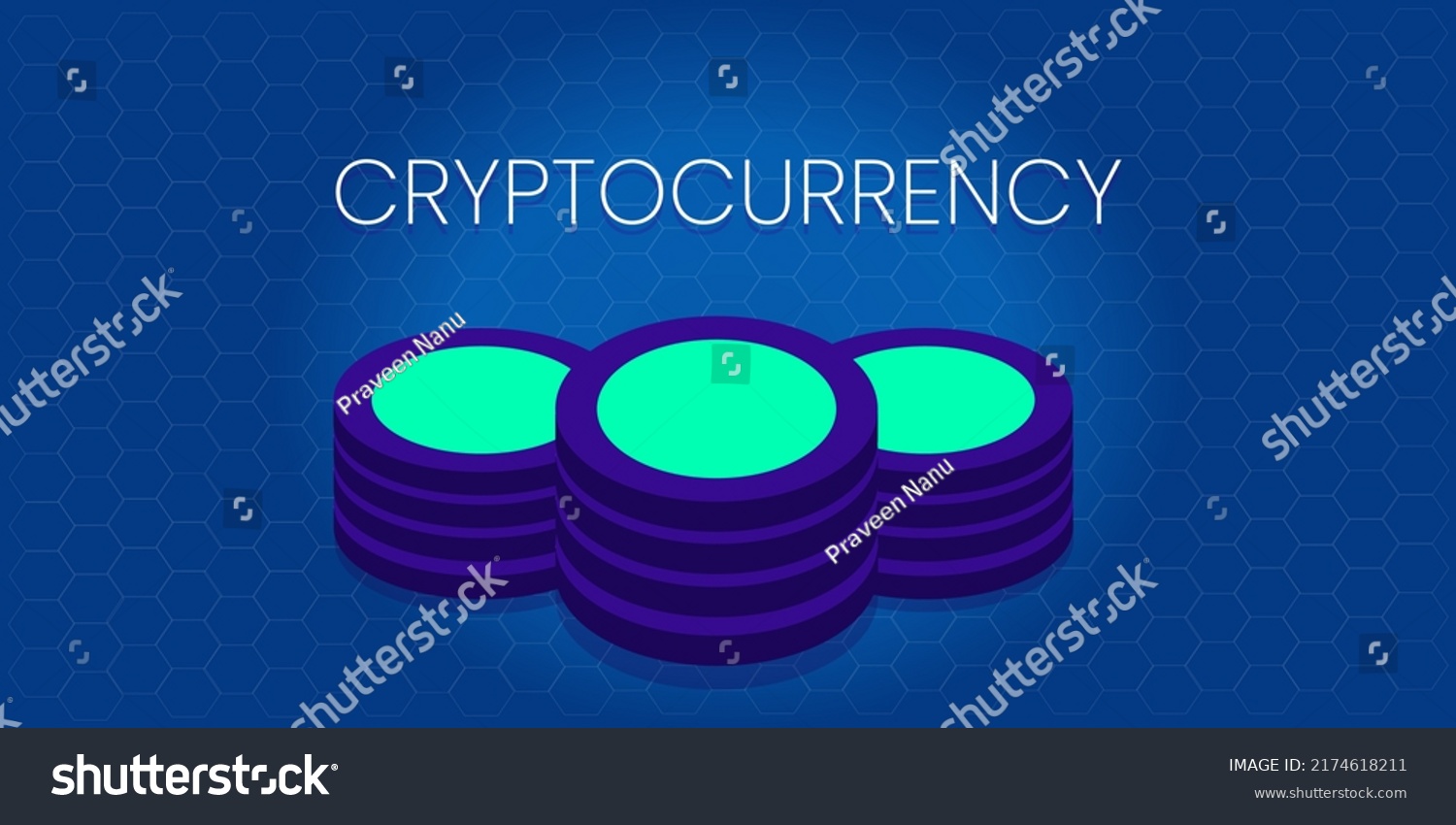 Cryptocurrency Typography Wallpaper Placed Dark Blue Stock Vector ...