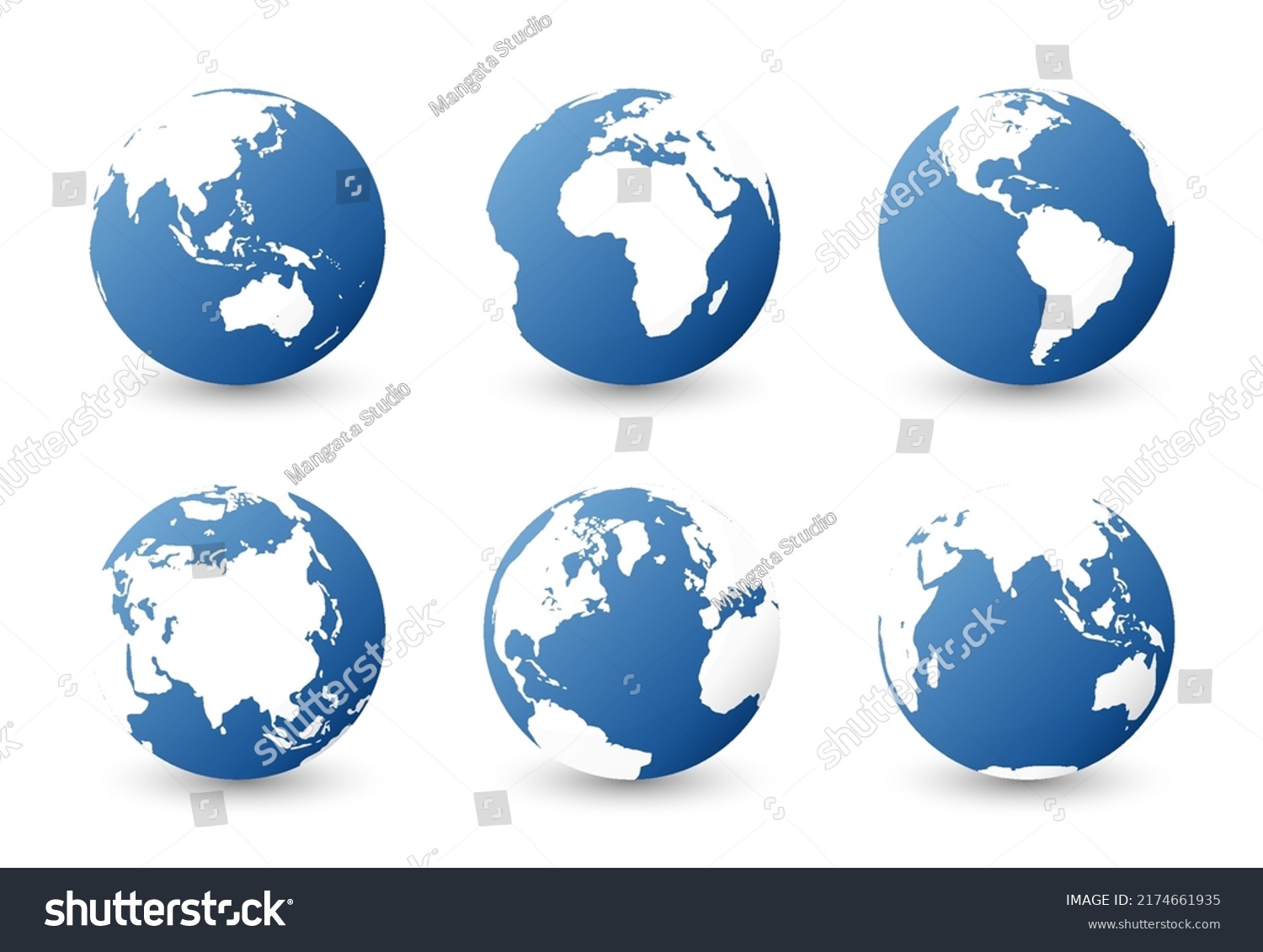 Set Planet Earth Set Earth Globe Stock Vector (Royalty Free) 2174661935 ...