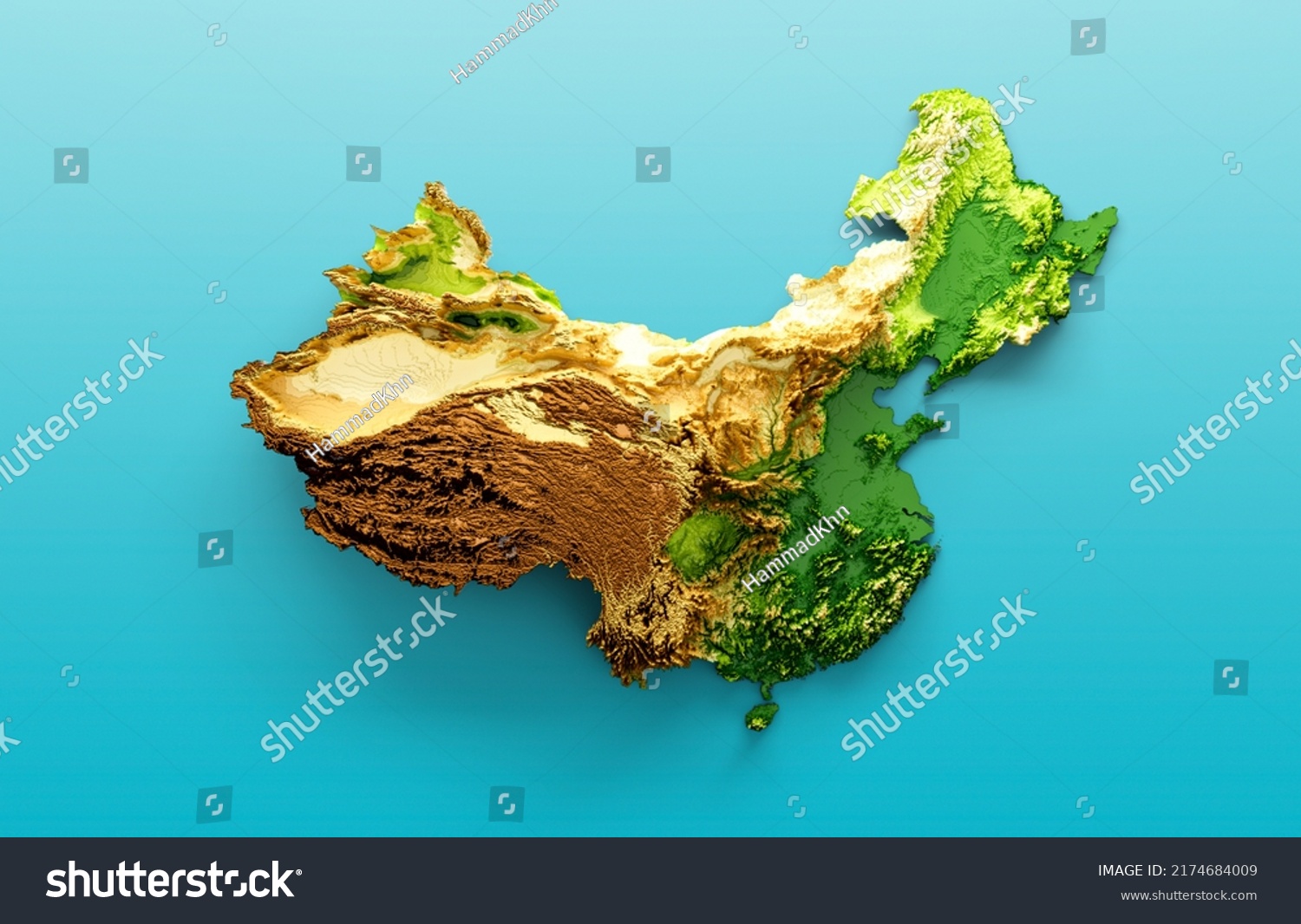 China Map Shaded Relief Color Height Stock Illustration 2174684009