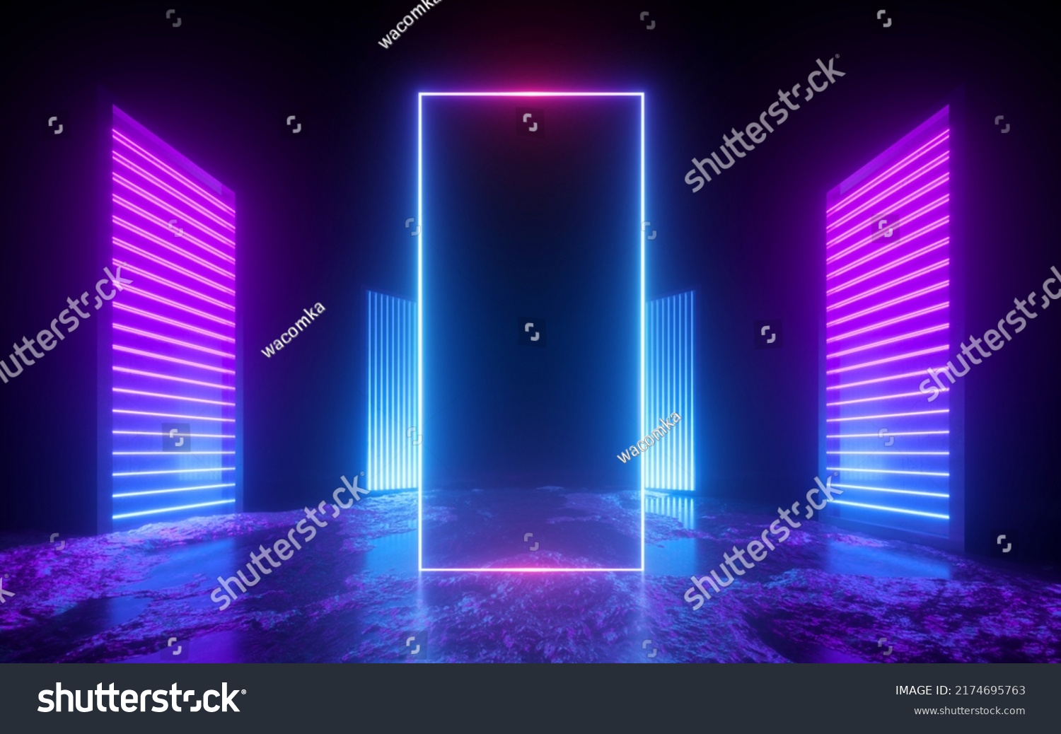 3d Render Pink Blue Neon Abstract Stock Illustration 2174695763 ...