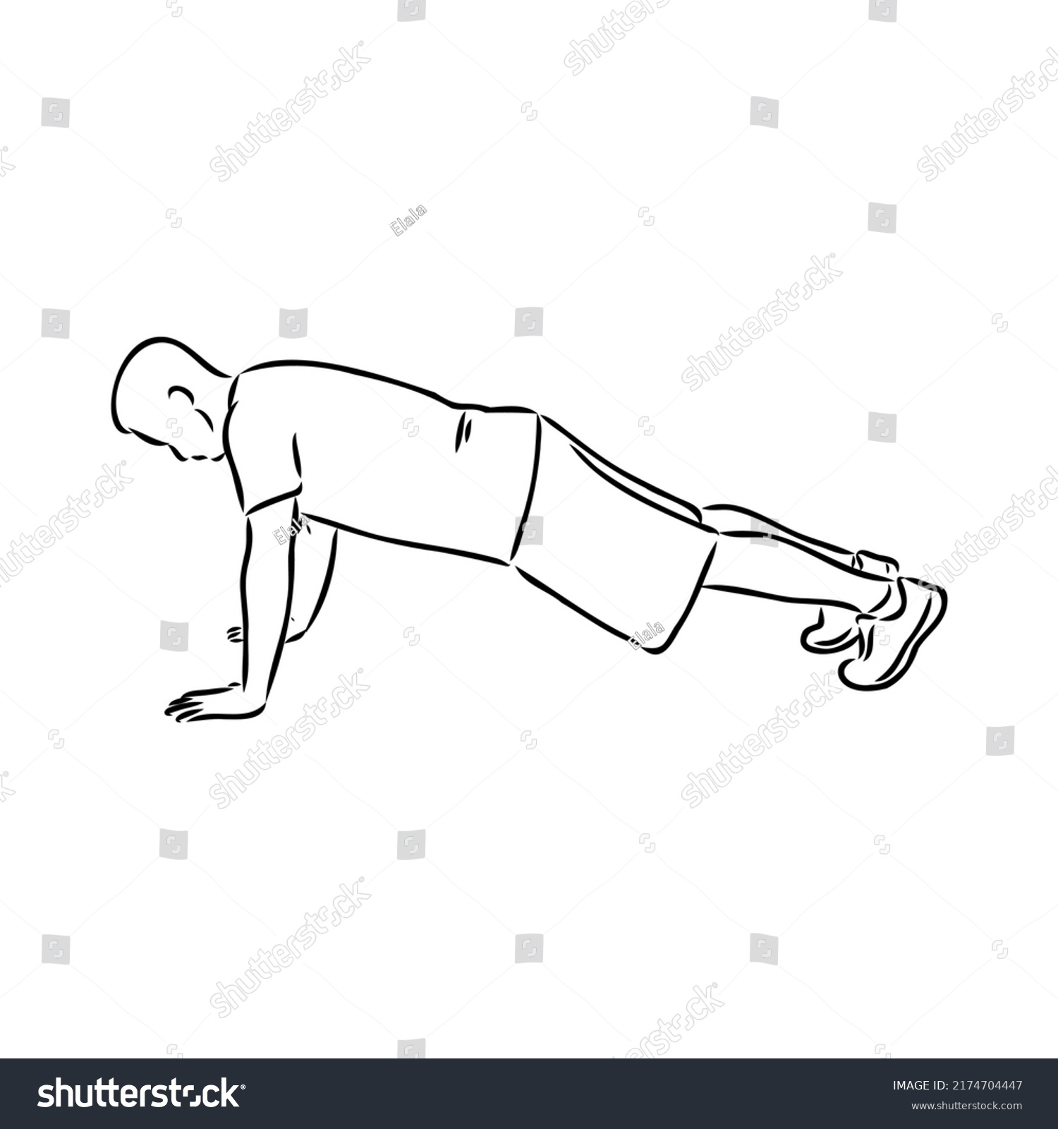 Plank Position Indoors Hand Drawn Style Stock Vector (Royalty Free ...