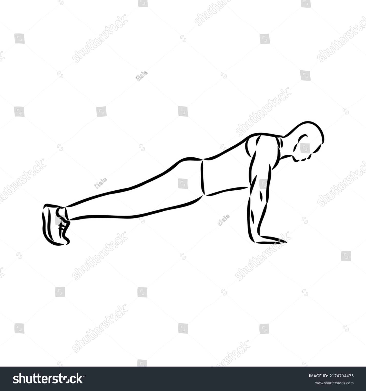 Plank Position Indoors Hand Drawn Style Stock Vector (Royalty Free ...