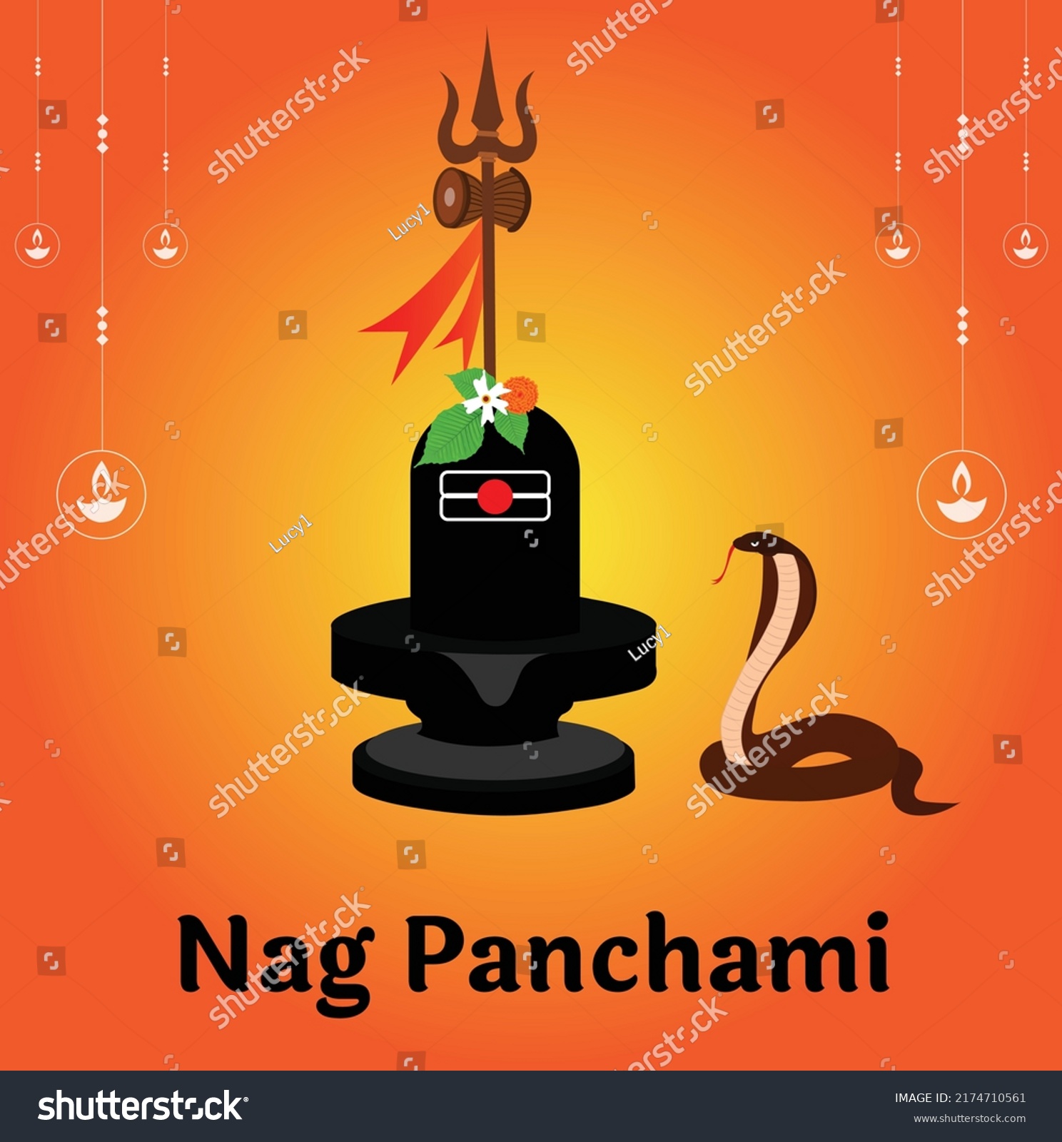 Naag Panchami Hindu Festival Vector Illustration Stock Vector Royalty Free 2174710561 