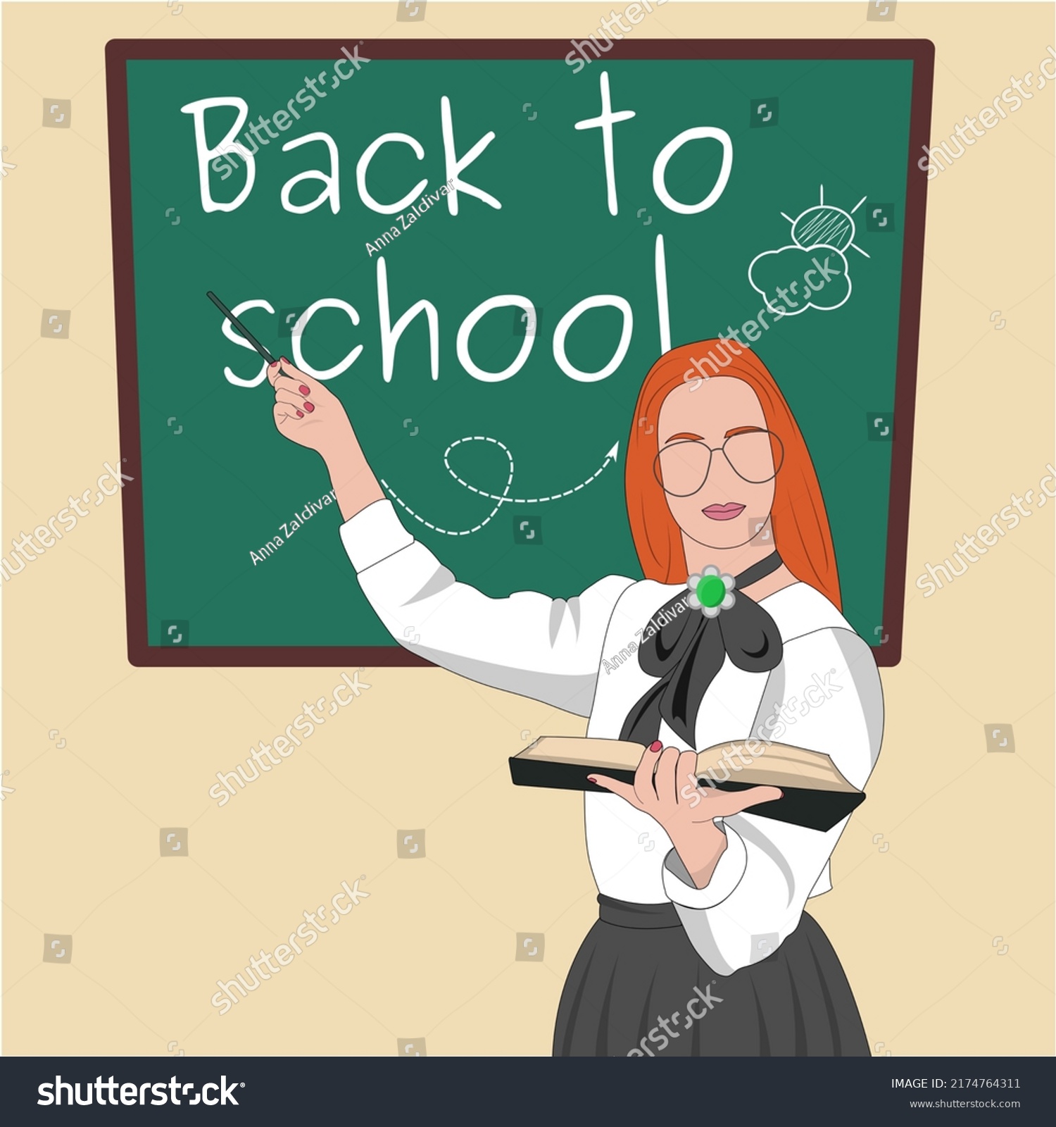 Back School Silhouette Teacher Faceless Style Stock Vector (Royalty ...