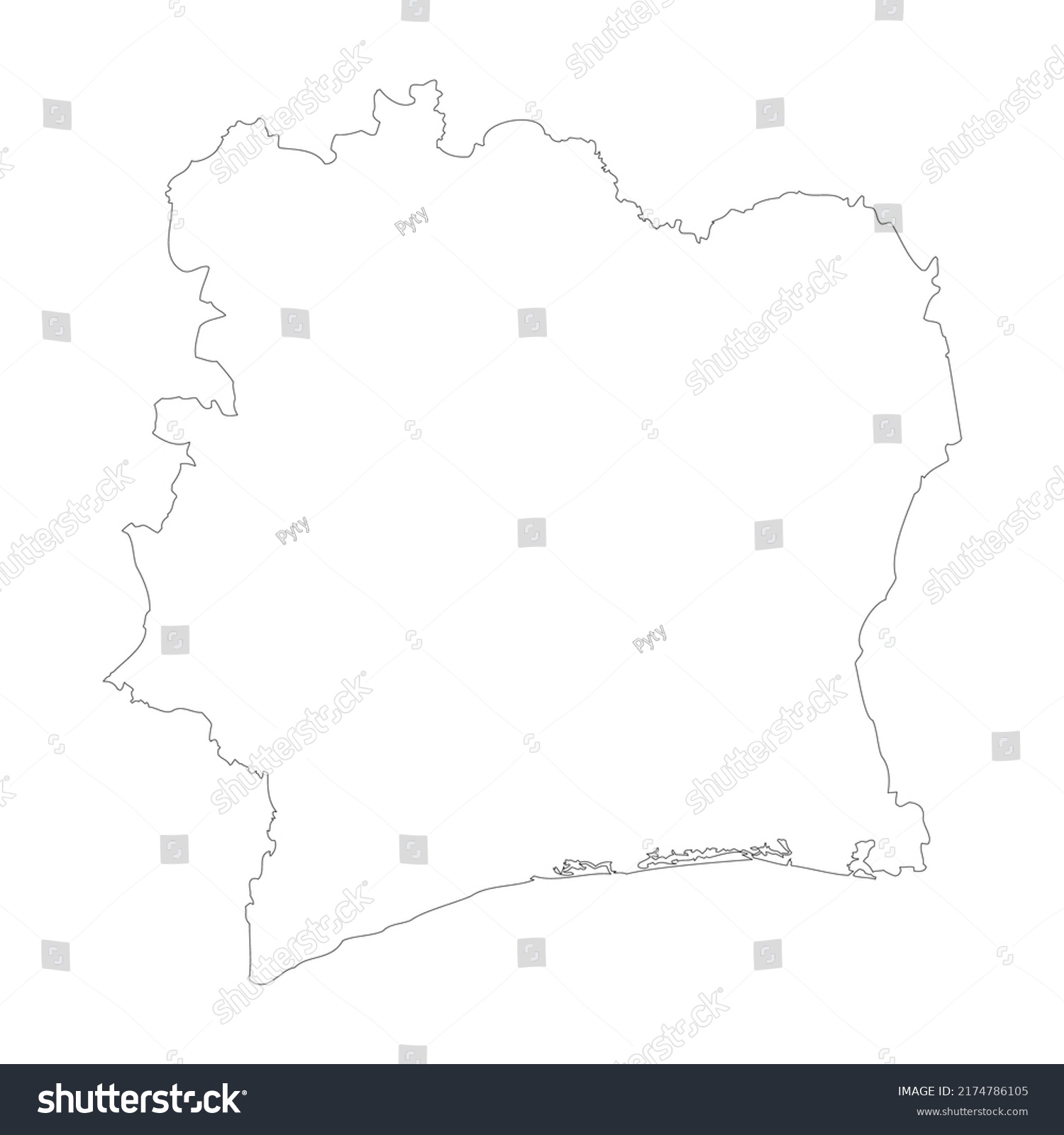 Ivory Coast Vector Country Map Outline Stock Vector (Royalty Free ...