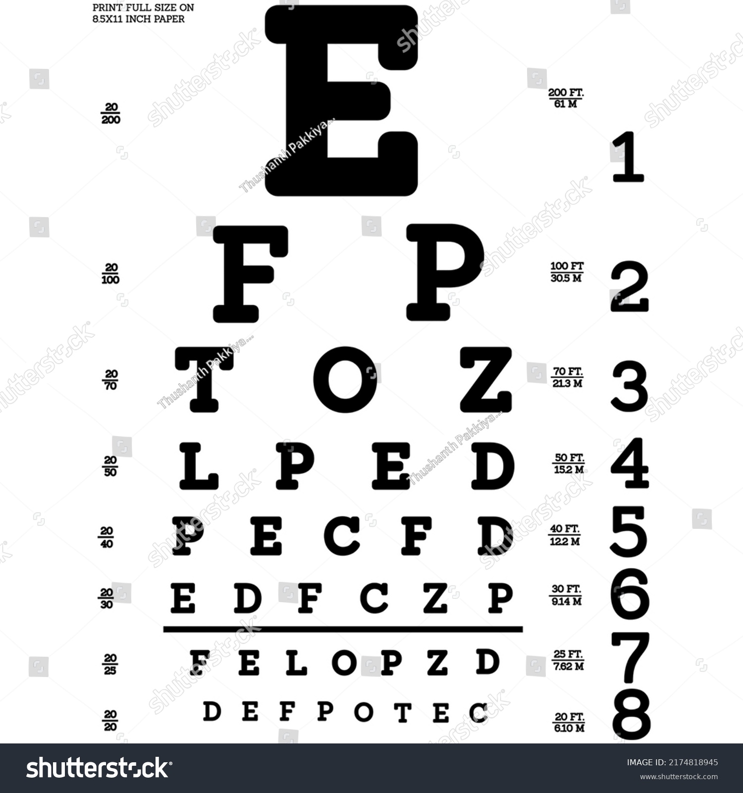 Eye Test Chart Poster Vision Exam Stock Illustration 2174818945 ...