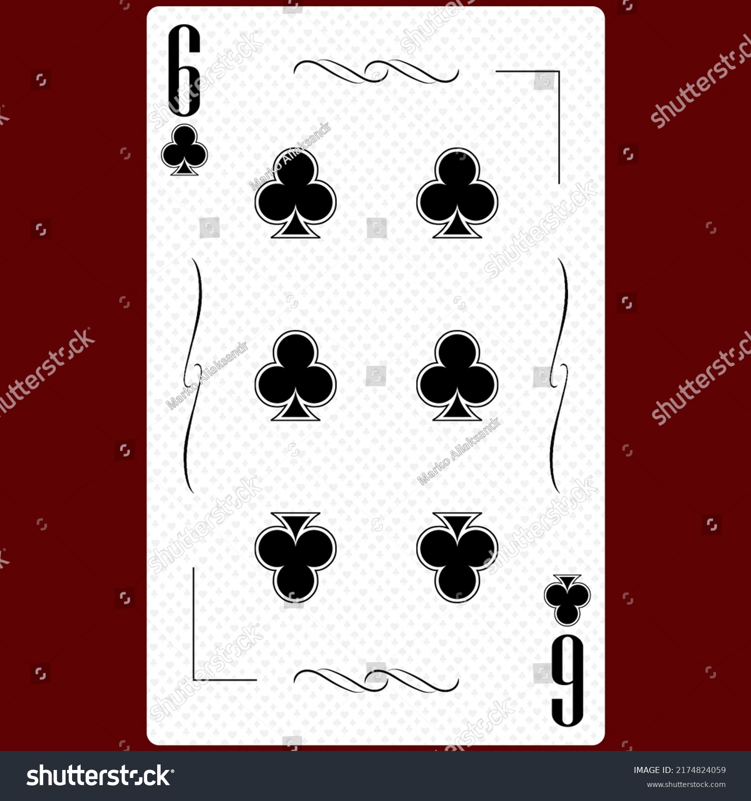 Playing Card Six Suit Clubs 6 Stock Illustration 2174824059 | Shutterstock