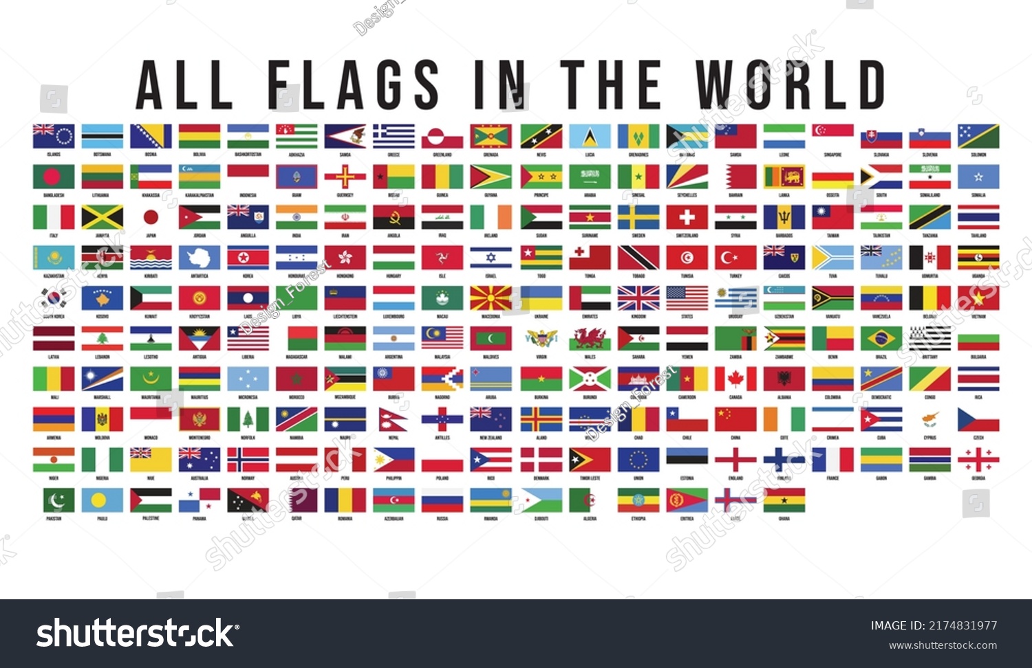 All Flags World Vector Collection Stock Vector Royalty Free 2174831977 Shutterstock 