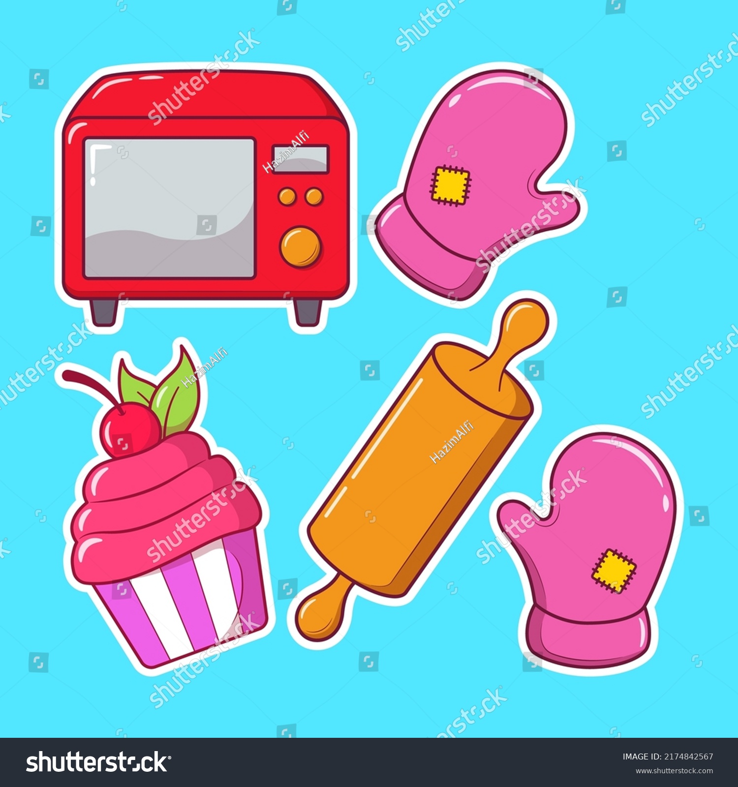 Set Kitchen Utensils Hand Drawn Cartoon Stock Vector Royalty Free   Stock Vector Set Of Kitchen Utensils Hand Drawn Cartoon Sticker Doodle Icon 2174842567 