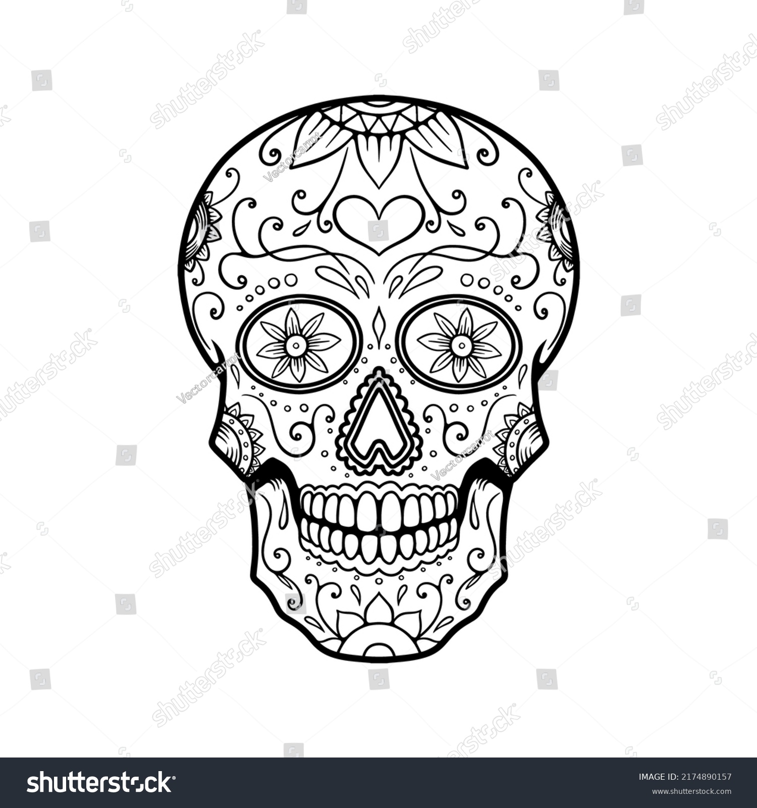 Illustration Mexican Sugar Skull Design Element Stock Vector (Royalty ...