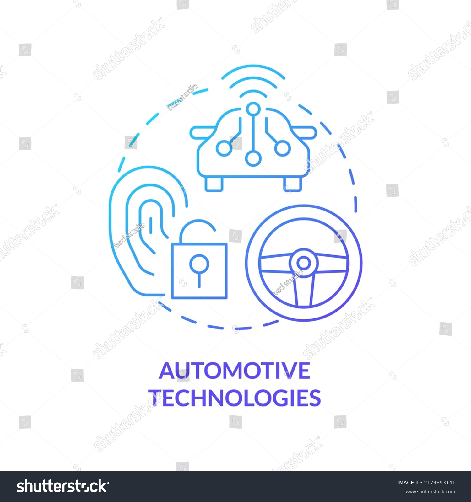 Automotive Technologies Blue Gradient Concept Icon Stock Vector ...