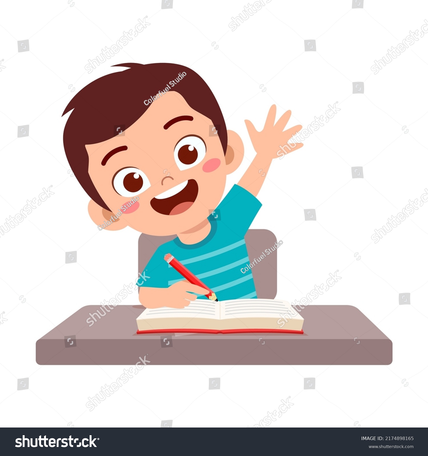 Little Kid Raise Hand Answer Question Stock Vector (Royalty Free ...