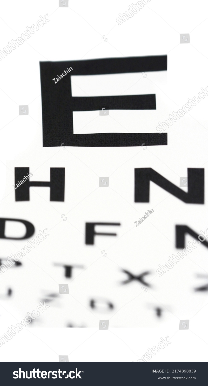 Medical Fuzzy Sight Eye Chart Isolated Stock Photo 2174898839