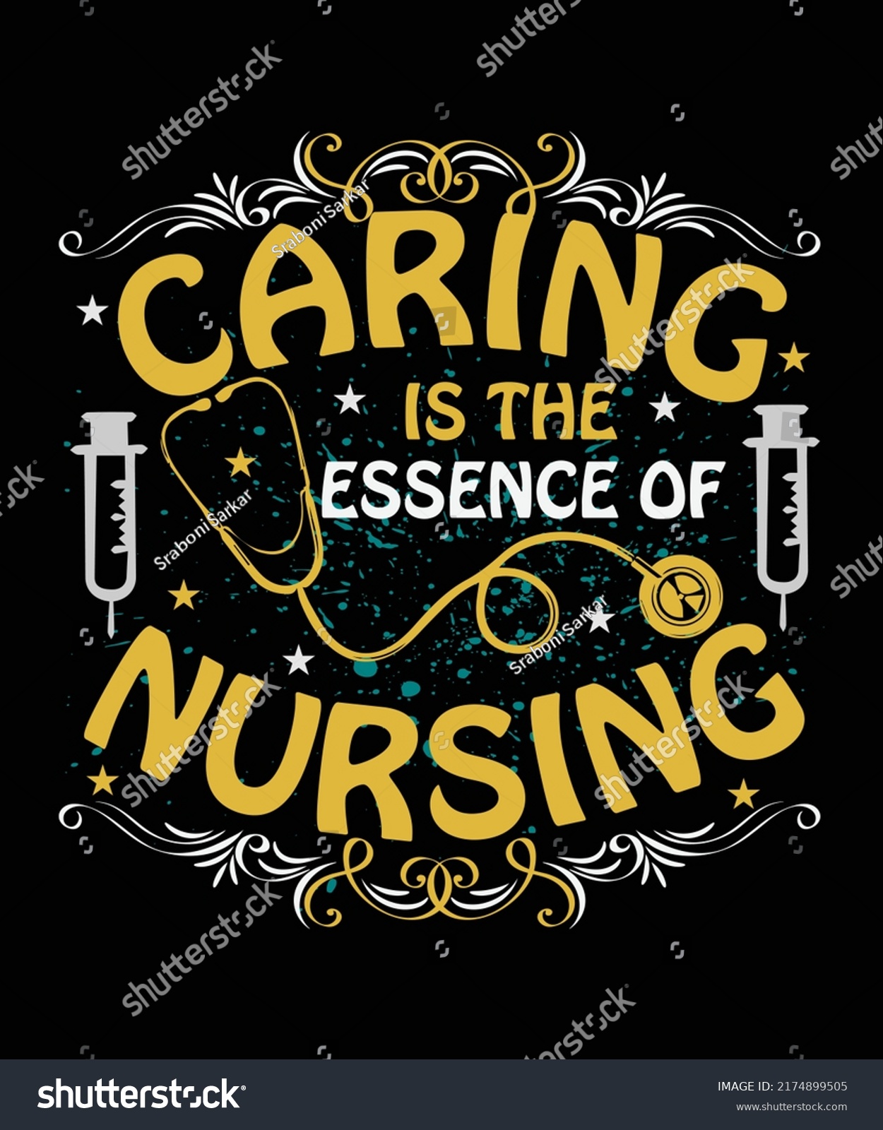 Caring Essence Nursing Tshirt Design Stock Vector (Royalty Free ...