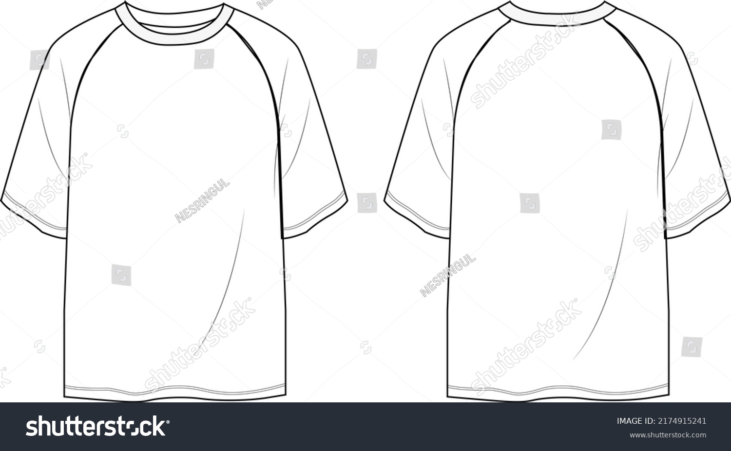 Tshirt Oversized Technical Fashion Illustration Short Stock Vector ...