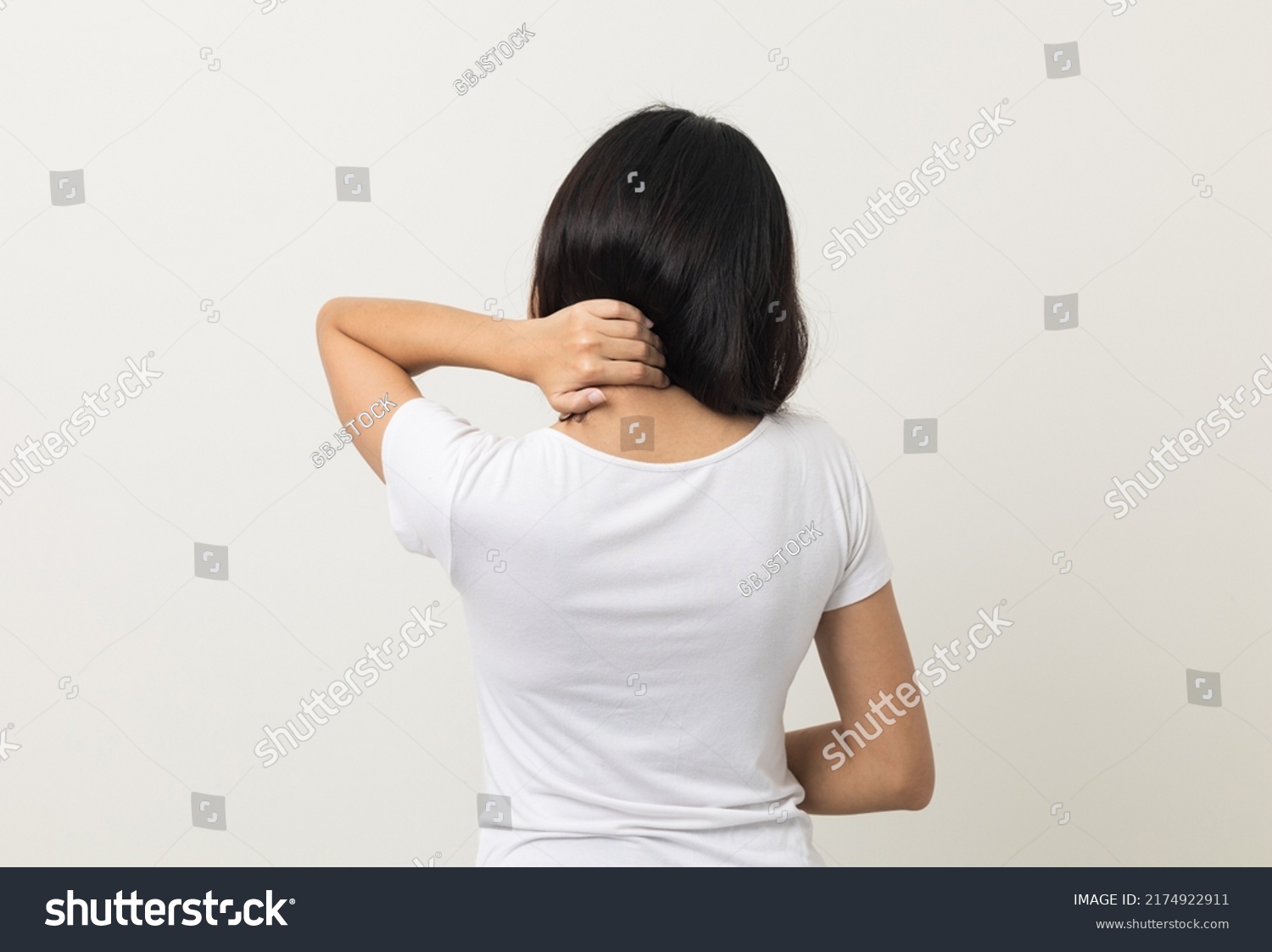 Asian Woman Has Problem Structural Posture Stock Photo 2174922911 ...