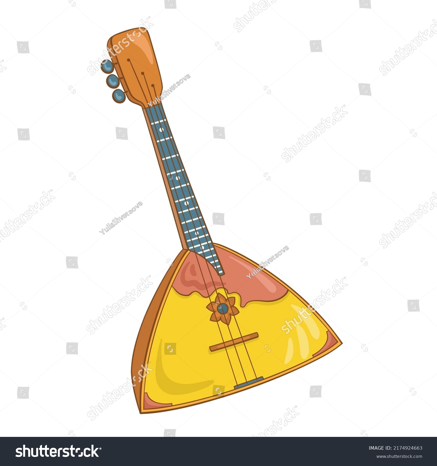 Balalaika Cartoon Style Stringed Folk Musical Stock Vector (Royalty ...