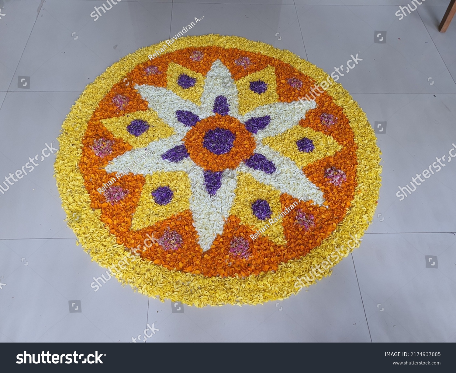 Onam Pookalam Typical Flower Decoration Kerala Stock Photo 2174937885 ...