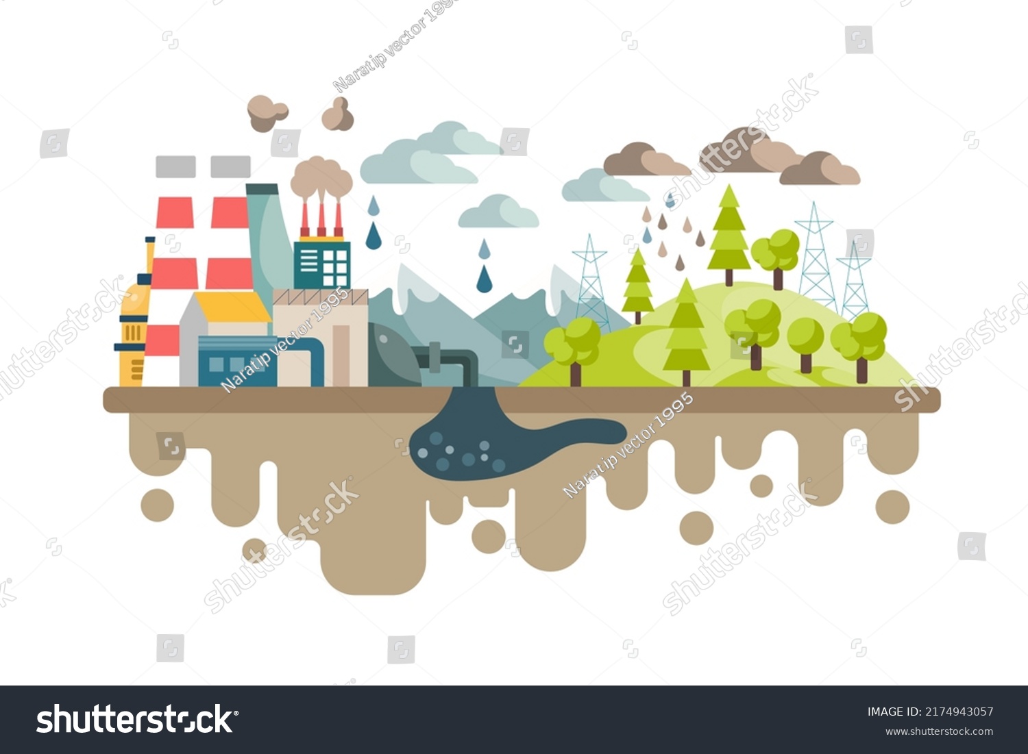 Drilling Oil Make Petroleum Causes Waste Stock Vector (Royalty Free ...