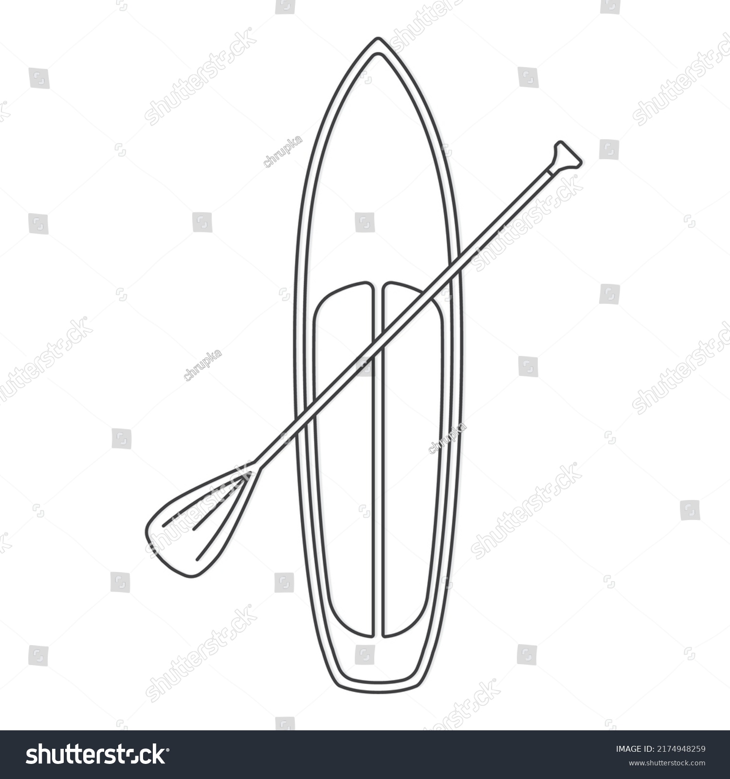 Sup Stand Paddle Black Outline Vector Stock Vector (Royalty Free ...