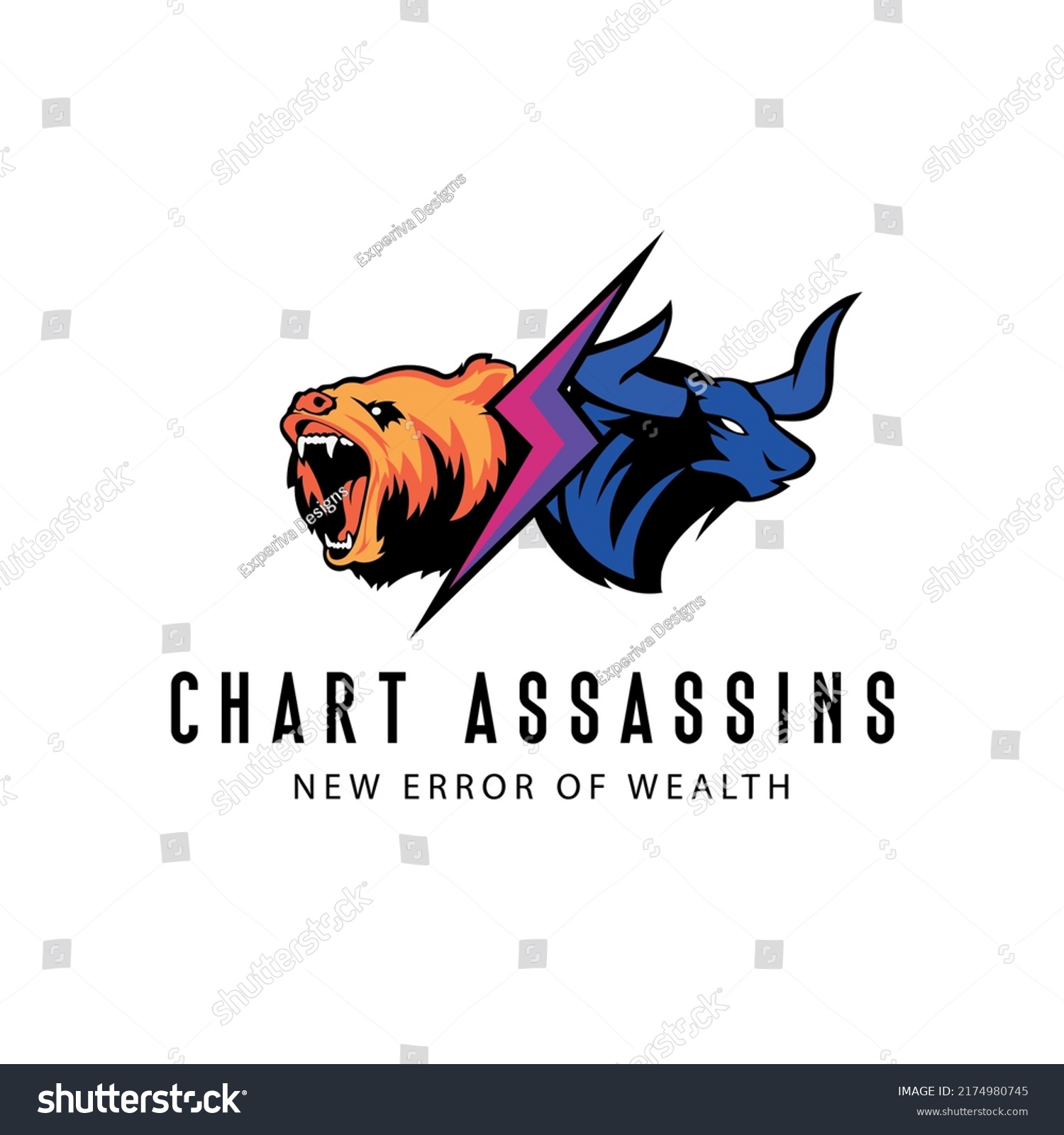 Forex Bull Bear Logo Design Template Stock Vector (Royalty Free