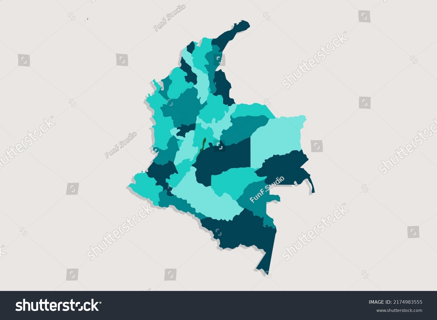 Colombia Map World Map International Vector Stock Vector Royalty Free Stock Vector Colombia Map World Map International Vector Template With High Detailed Including Blue And Green 2174983555