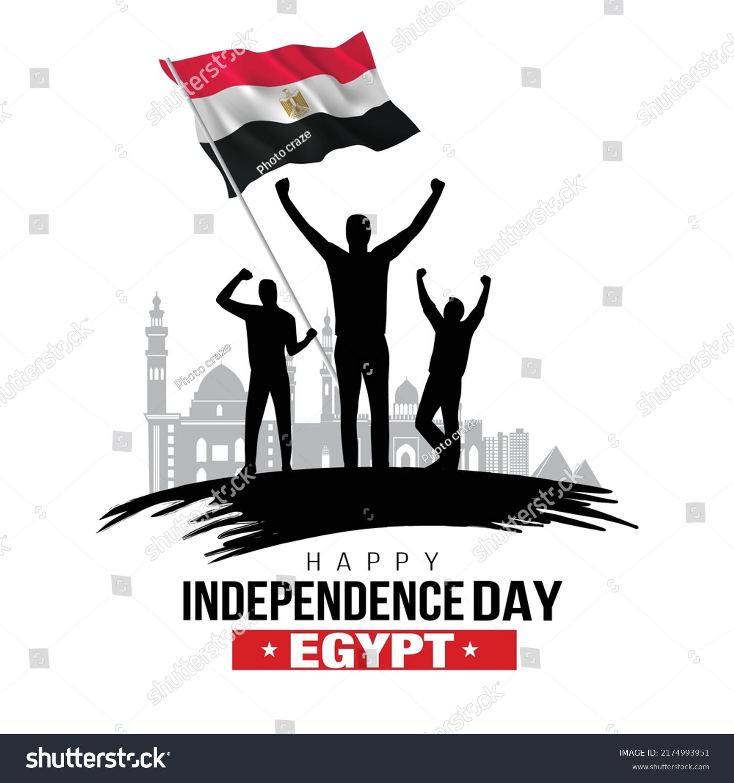 Happy Independence Day Egypt Greetings Vector Stock Vector (Royalty ...