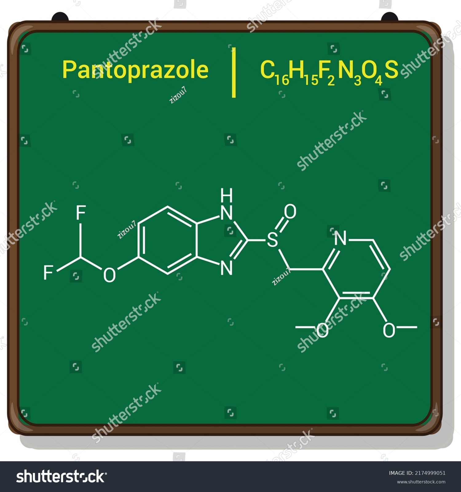 Chemical Structure Pantoprazole C H F N O S Stock Vector Royalty