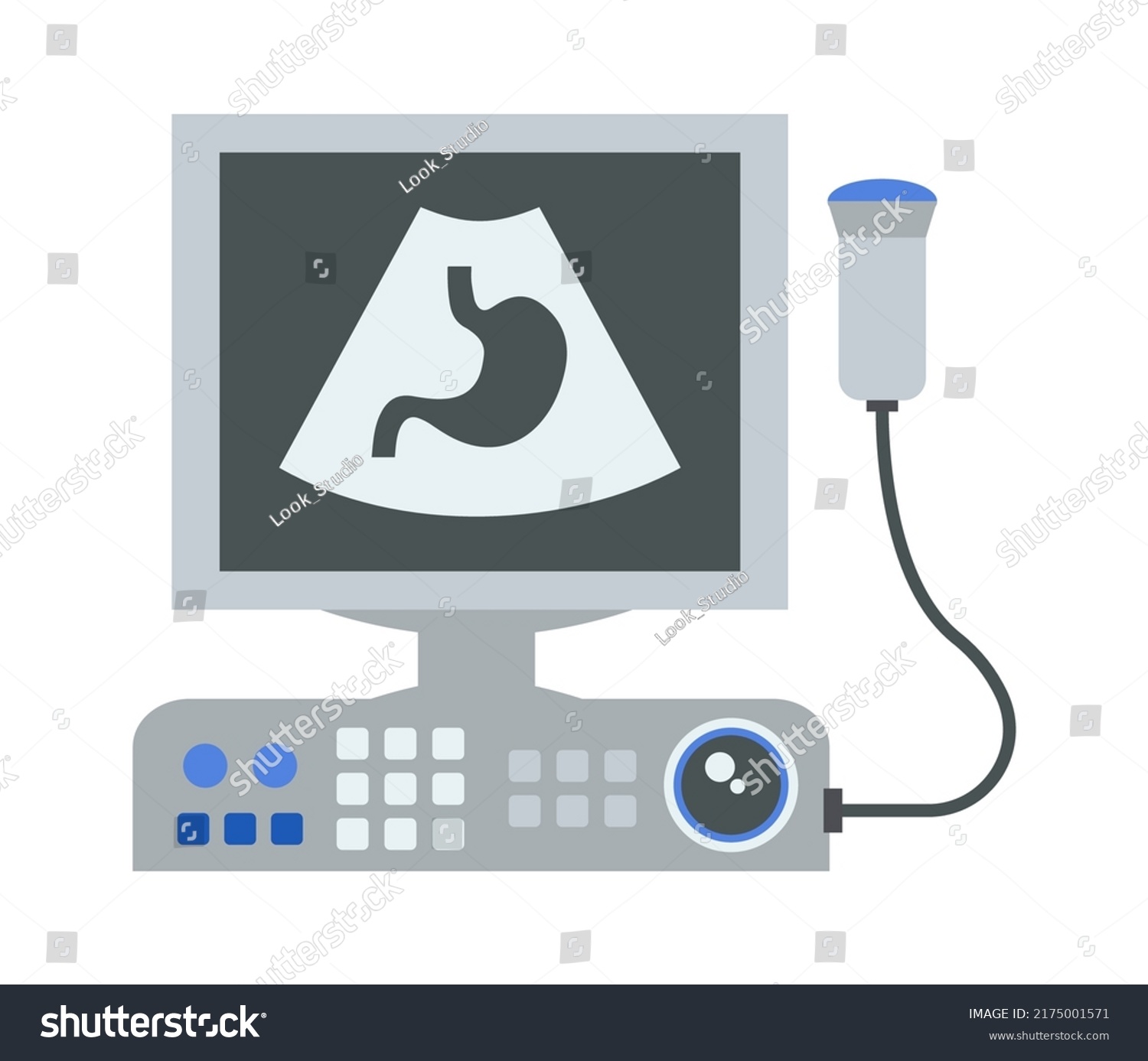 Ultrasound Machine Medical Equipment Vector Illustration Stock Vector 