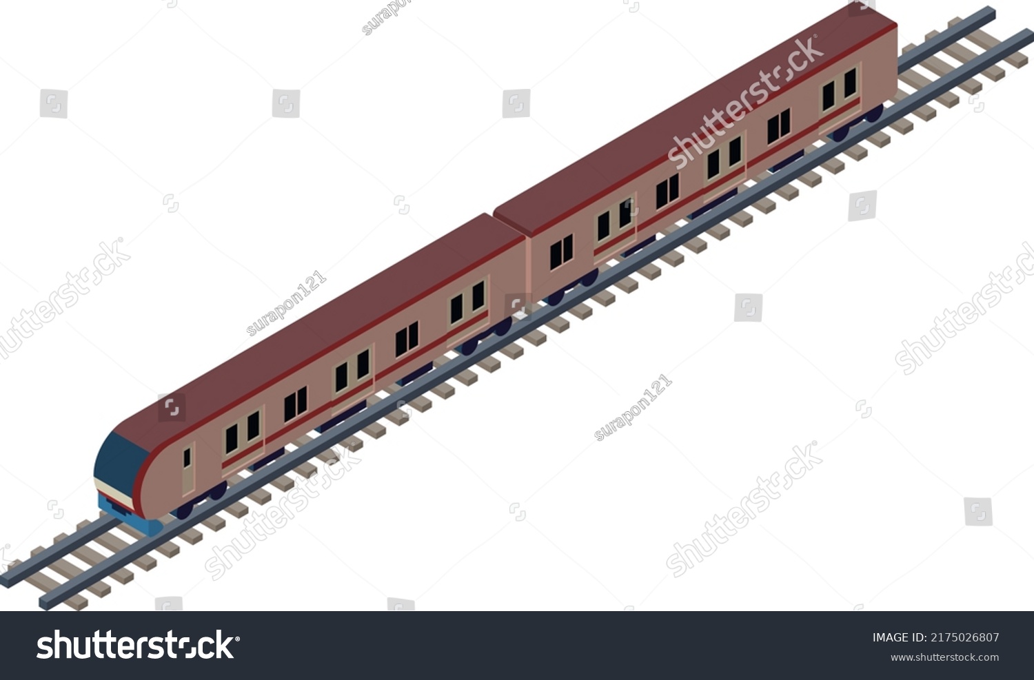 Illustration Red Subway Car Running On Stock Vector (Royalty Free ...