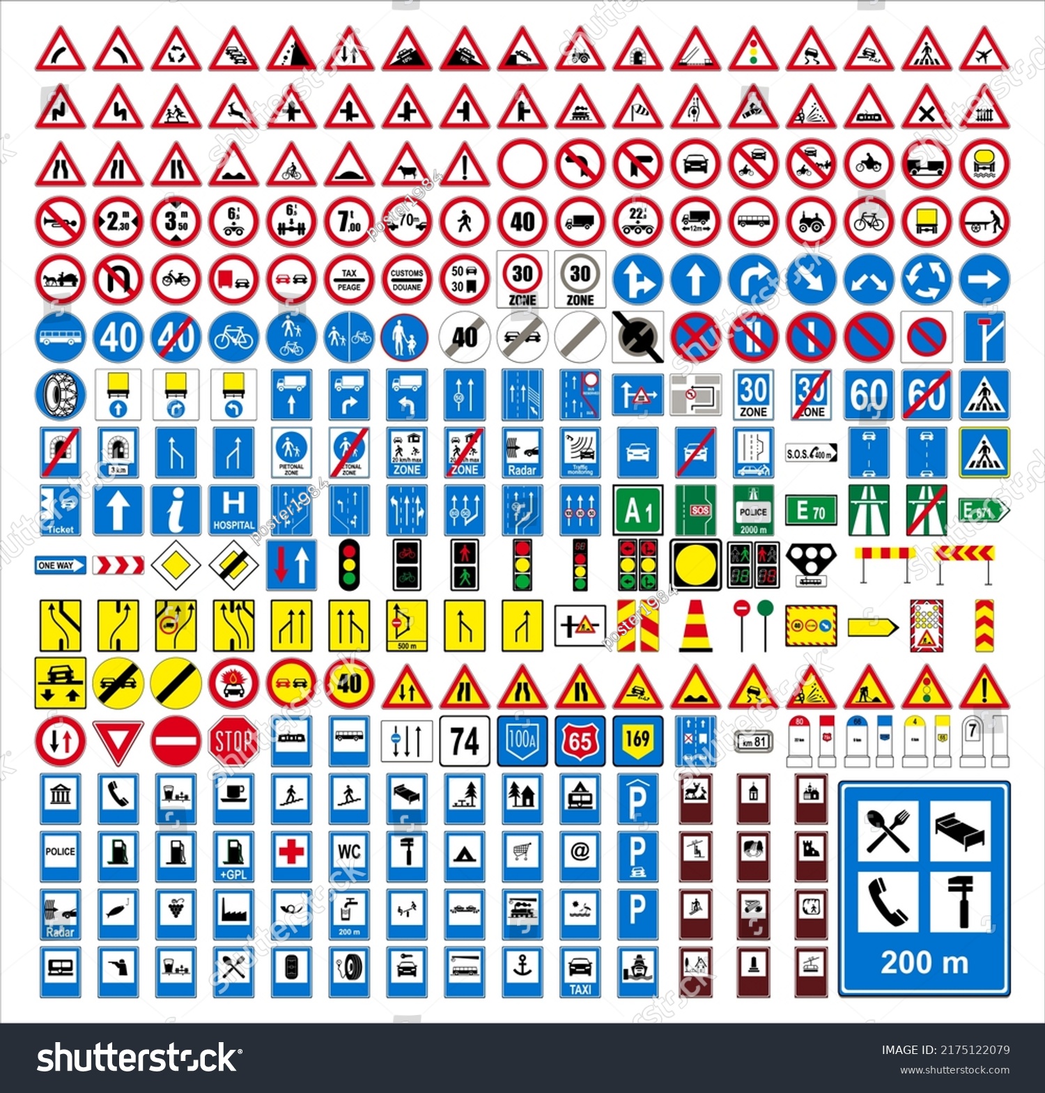 Traffic Sign Vector Road Icon Stock Vector (Royalty Free) 2175122079 ...