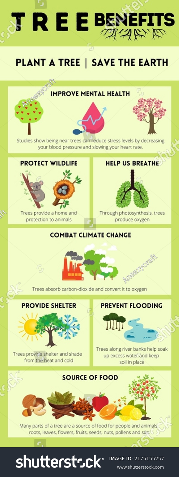 Incredible Green Tree Benefits Infographic Illustrationgreen Stock ...