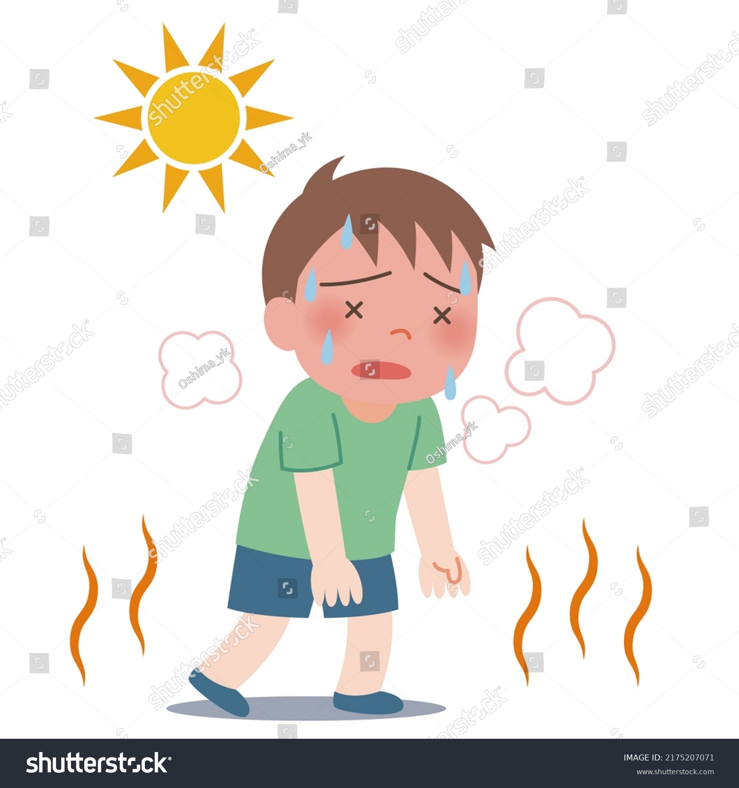 Boy Heat Stroke Stock Illustration 2175207071 | Shutterstock