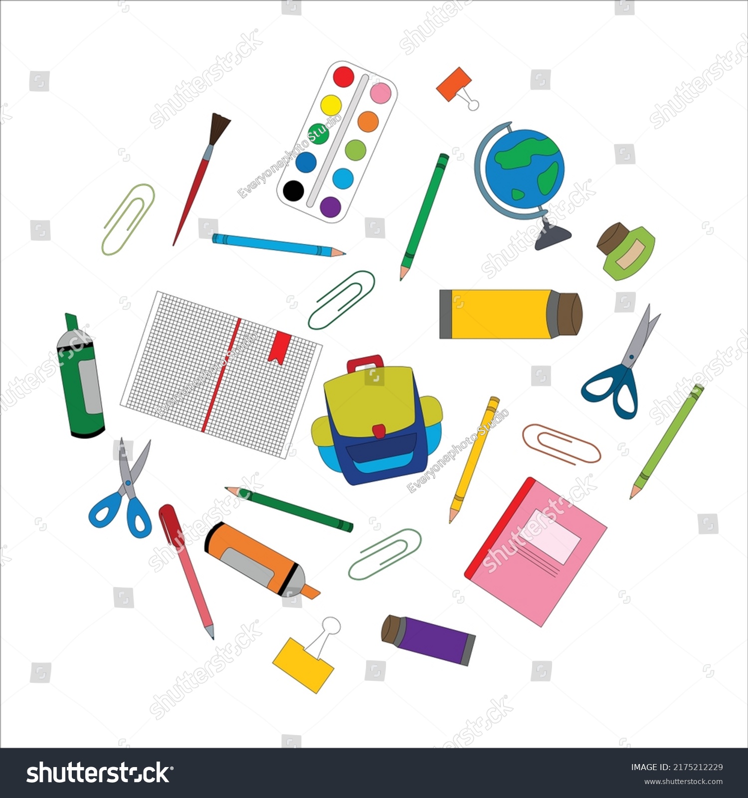 School Background Set School Supplies Vector Stock Vector (Royalty Free ...