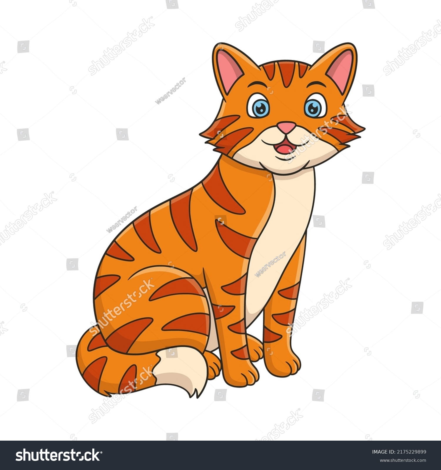 Cartoon Illustration Cat Standing Behind Window Stock Vector (Royalty ...