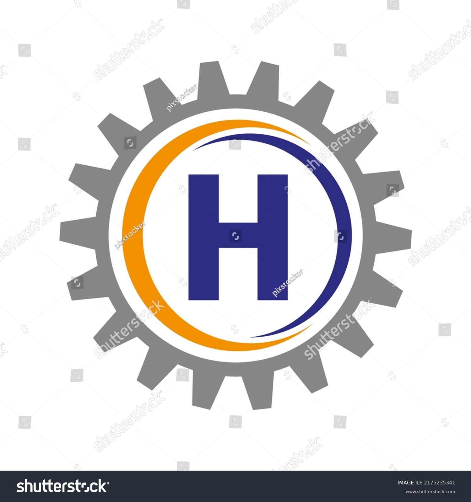 Letter H Gear Logo Design Template Stock Vector (Royalty Free ...