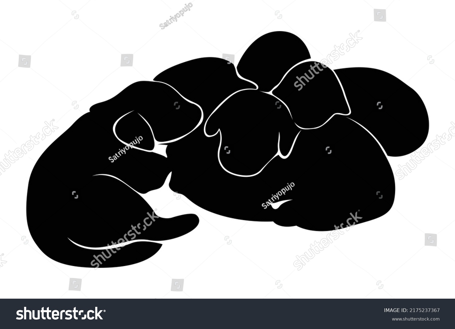 Silhouettes Dogs Sleeping Together On Whiteboard Stock Vector (Royalty ...