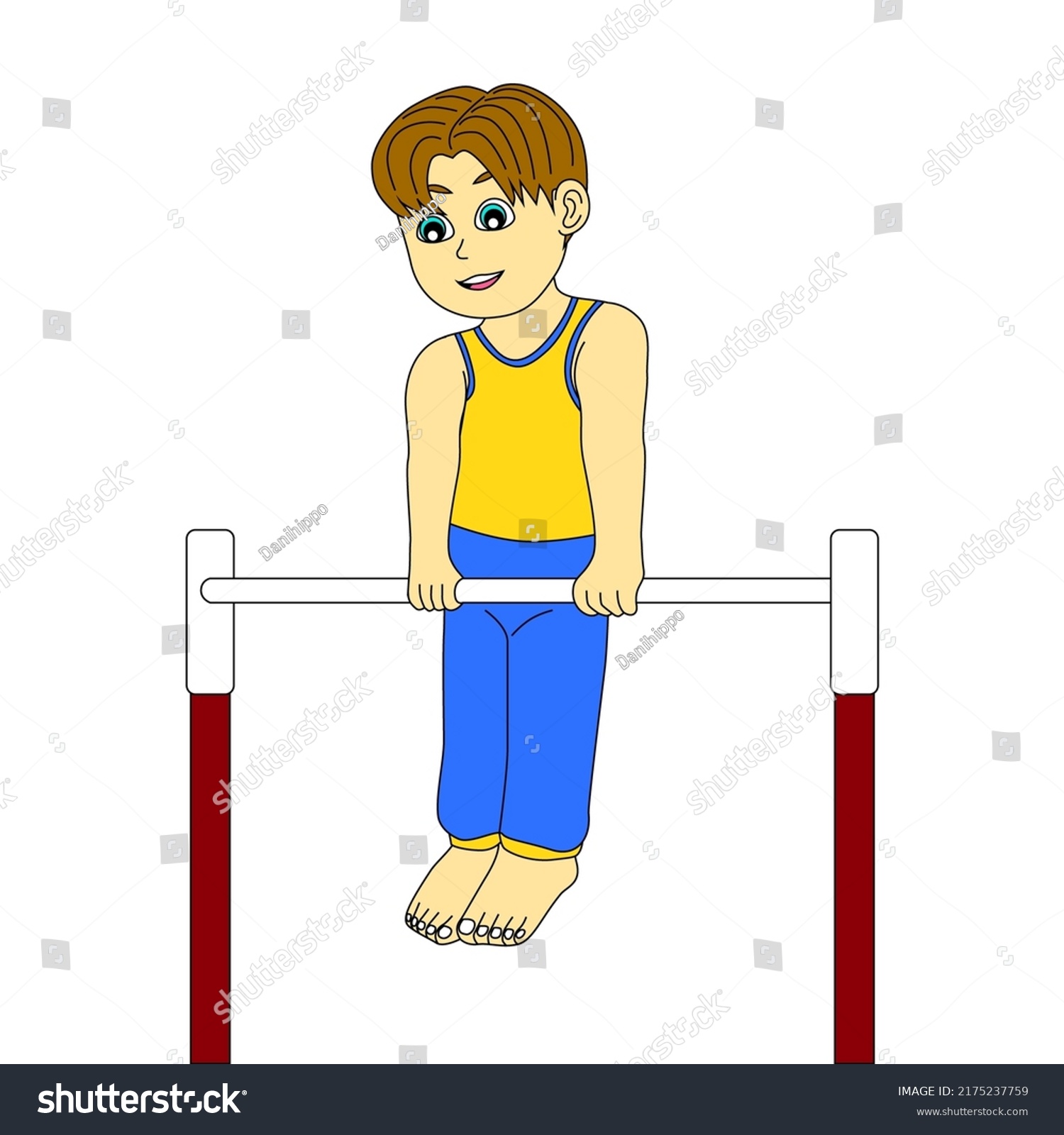 Illustration Boy Doing Gymnastics Using Bars Stock Vector (Royalty Free ...