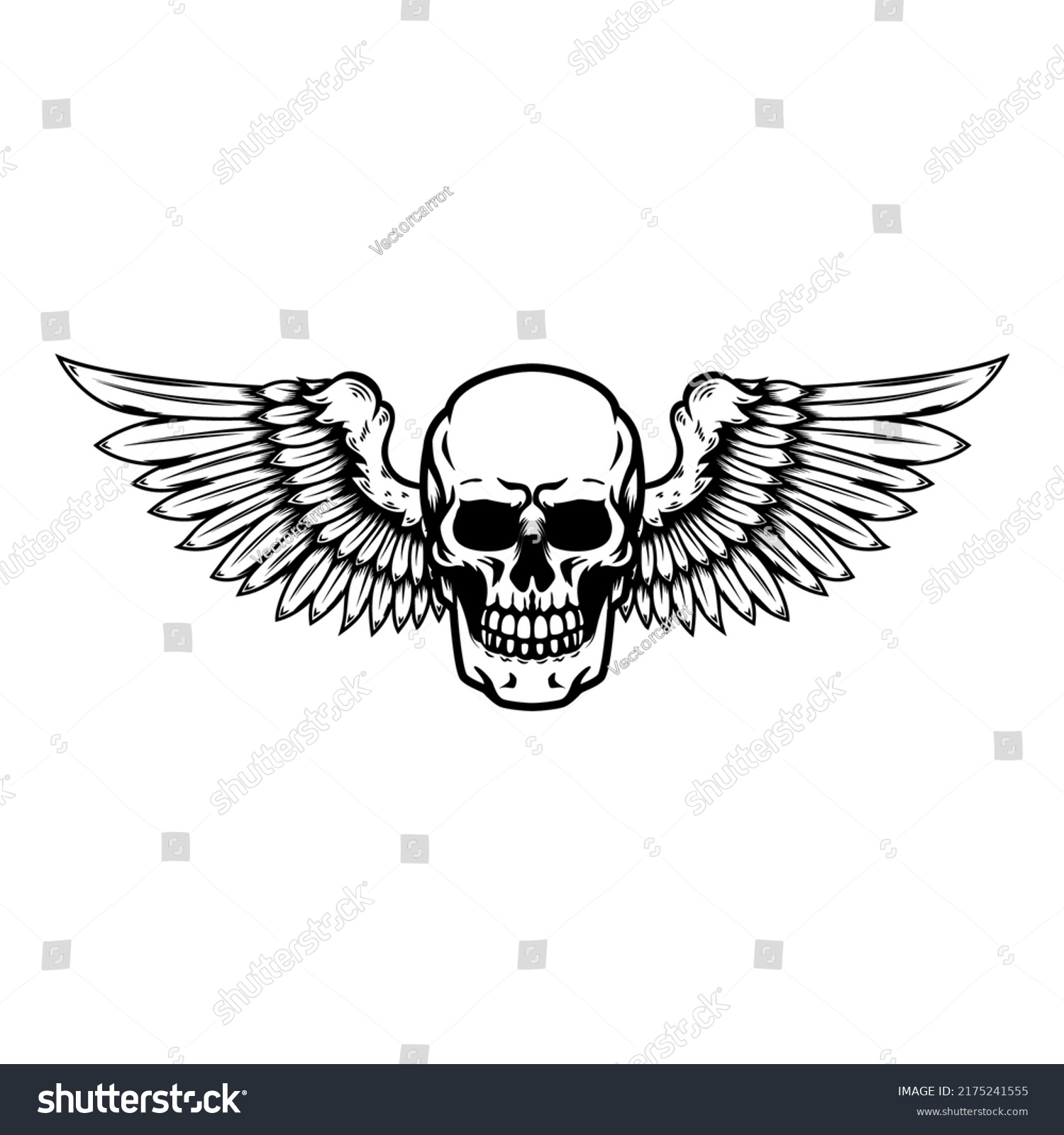 Winged Skull Design Element Emblem Sign Stock Vector (Royalty Free ...