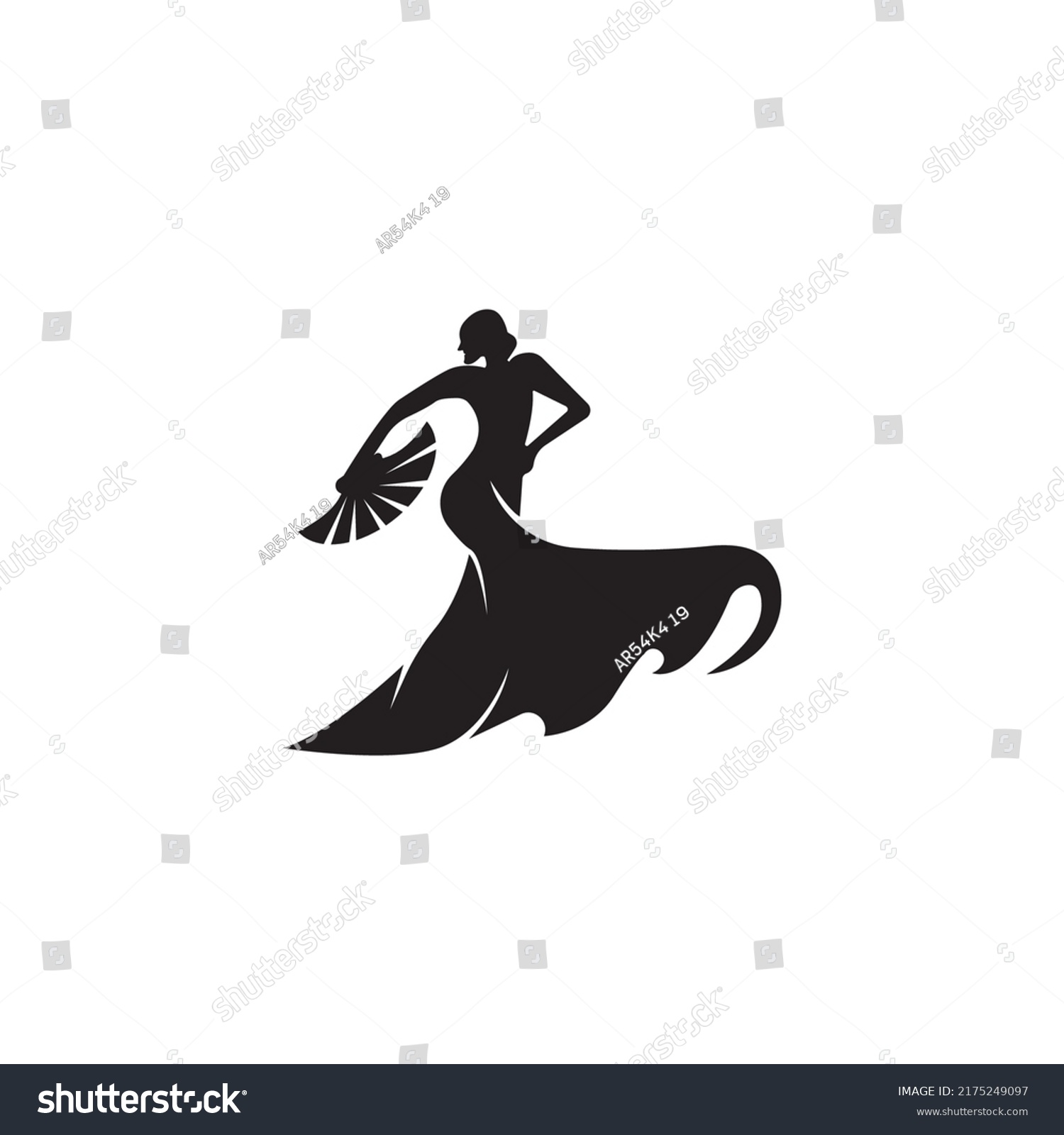 Girl Dancing Traditional Logo Vector Illustration Stock Vector (Royalty ...