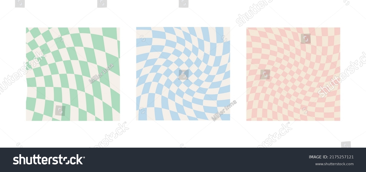 Set Twisted Checkerboard Backgrounds Pale Pastel Stock Vector (Royalty ...