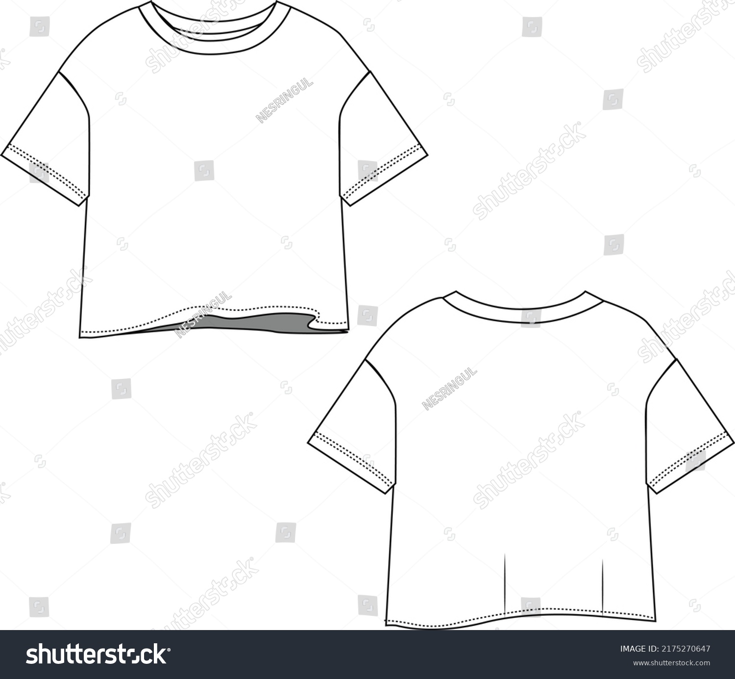 Tshirt Oversized Technical Fashion Illustration Short Stock Vector ...