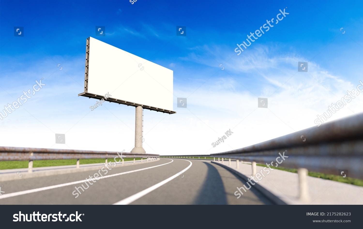 Mockup Image 3d Rendering Billboard Beside Stock Illustration ...