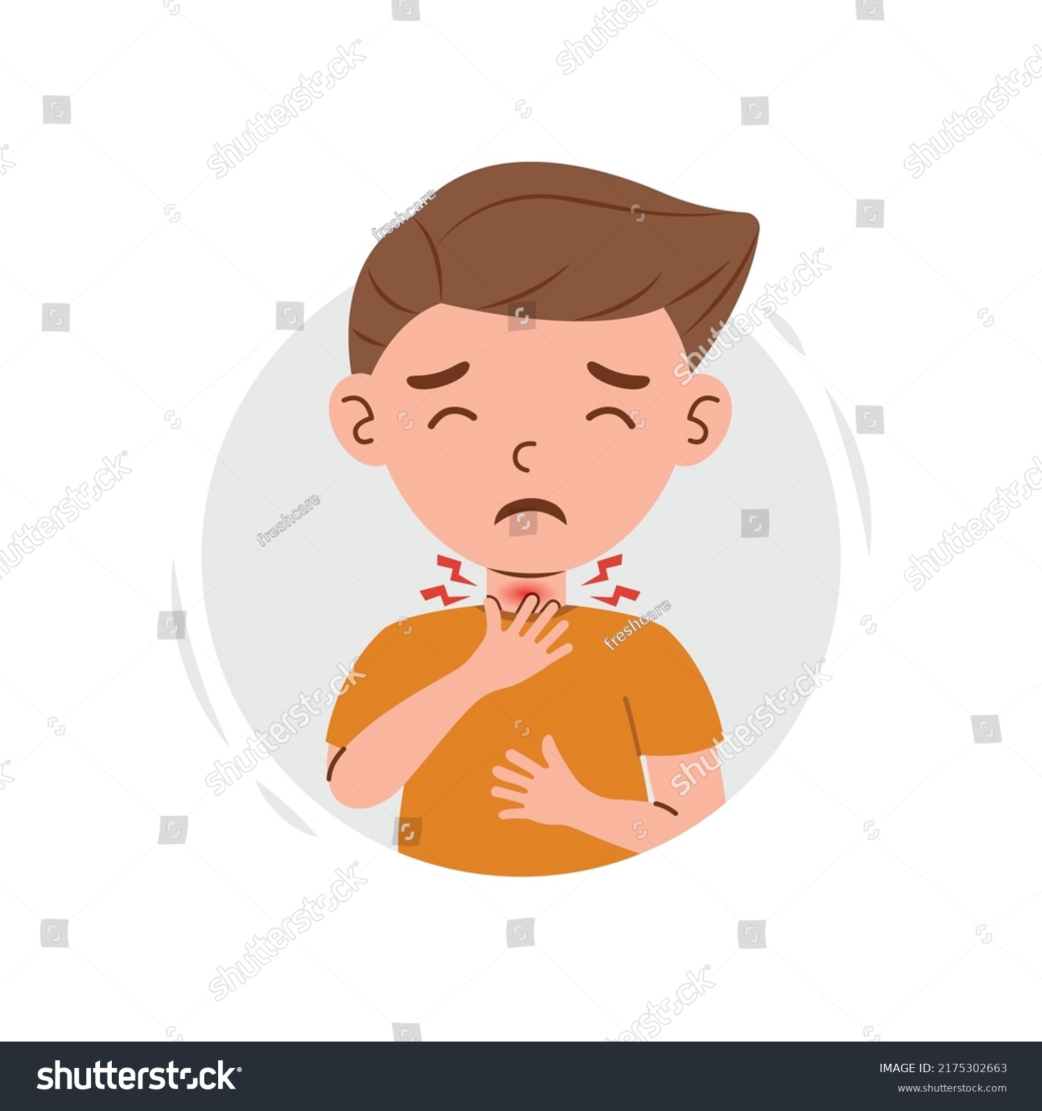 Illness Boy Showing Sore Throat Symptoms Stock Vector (Royalty Free ...