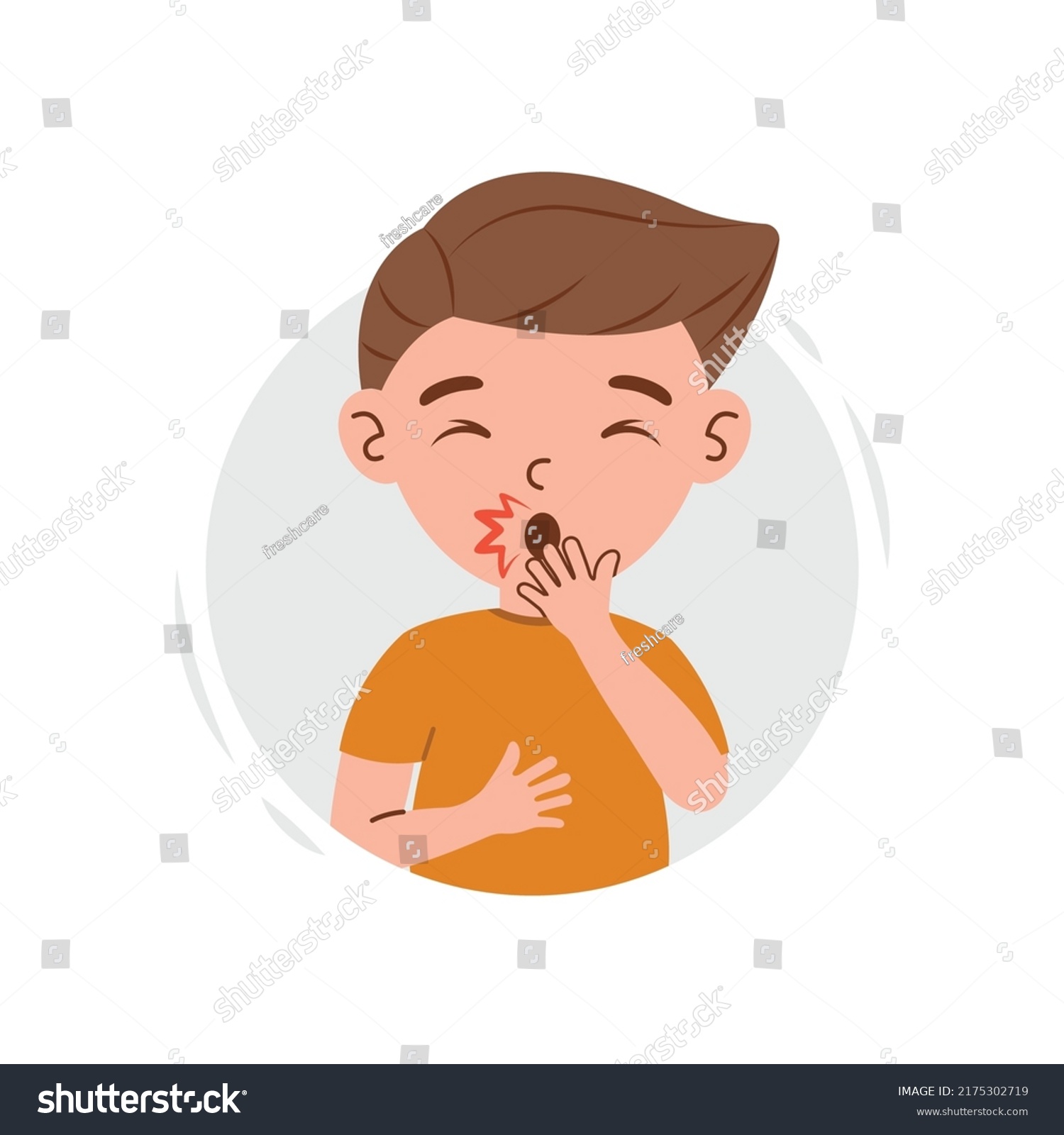 Illness Boy Showing Cough Symptoms Vector Stock Vector (Royalty Free ...