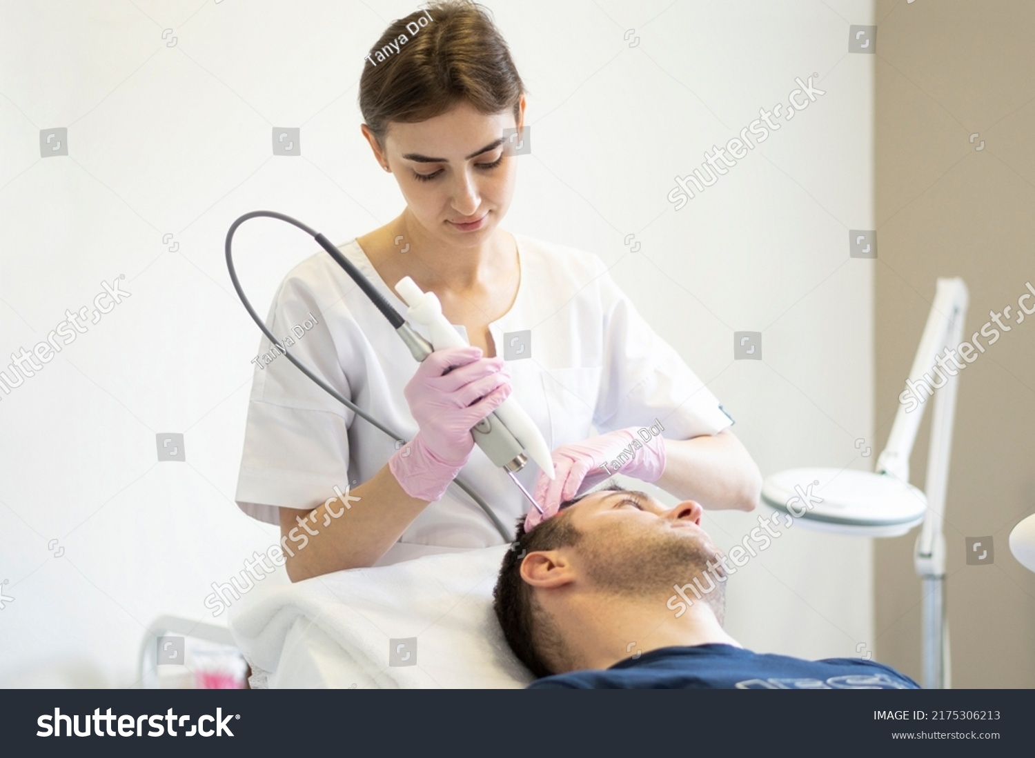 Doctor Female Dermatologist Trichologist Makes Procedure Stock Photo ...