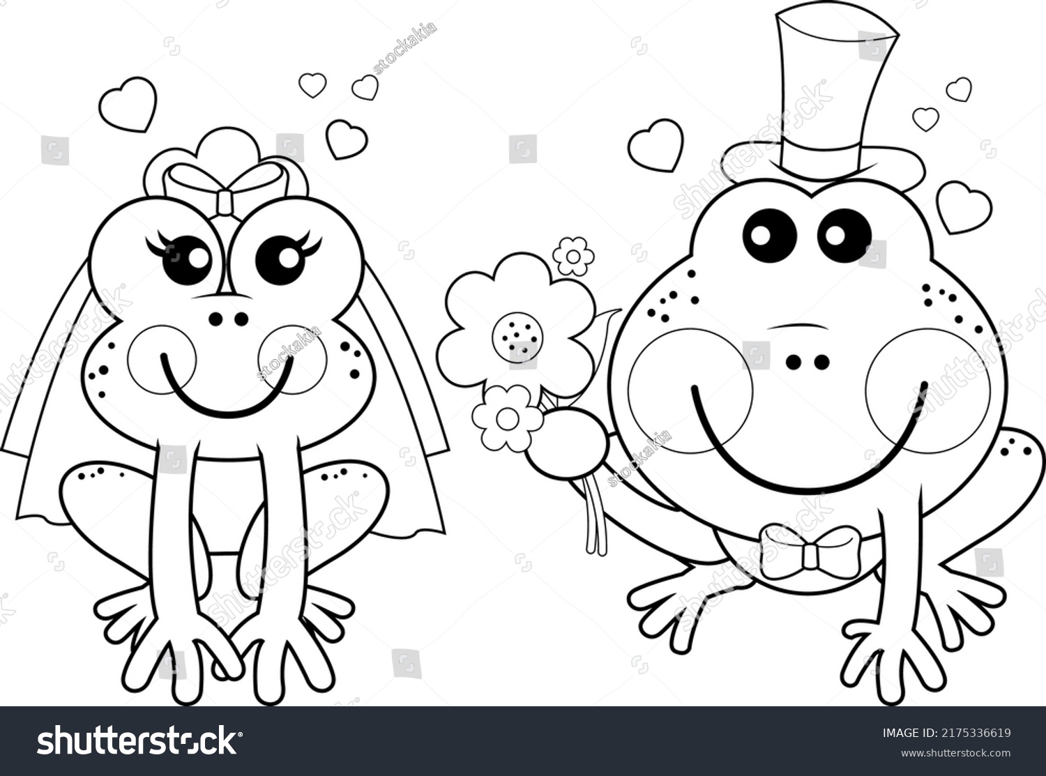 Cartoon Bride Groom Frogs Frogs Wedding Stock Vector (Royalty Free ...